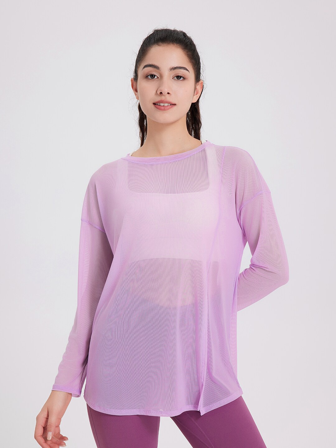 

JC Collection Self Design Longline Sports Top, Purple