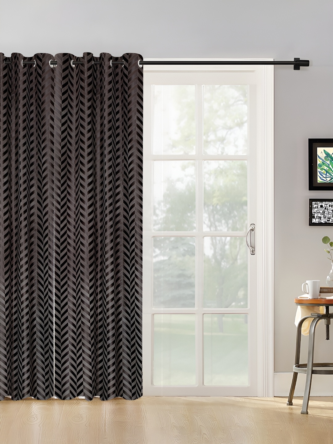 

SOKNACK Grey Abstract Black Out Door Curtain