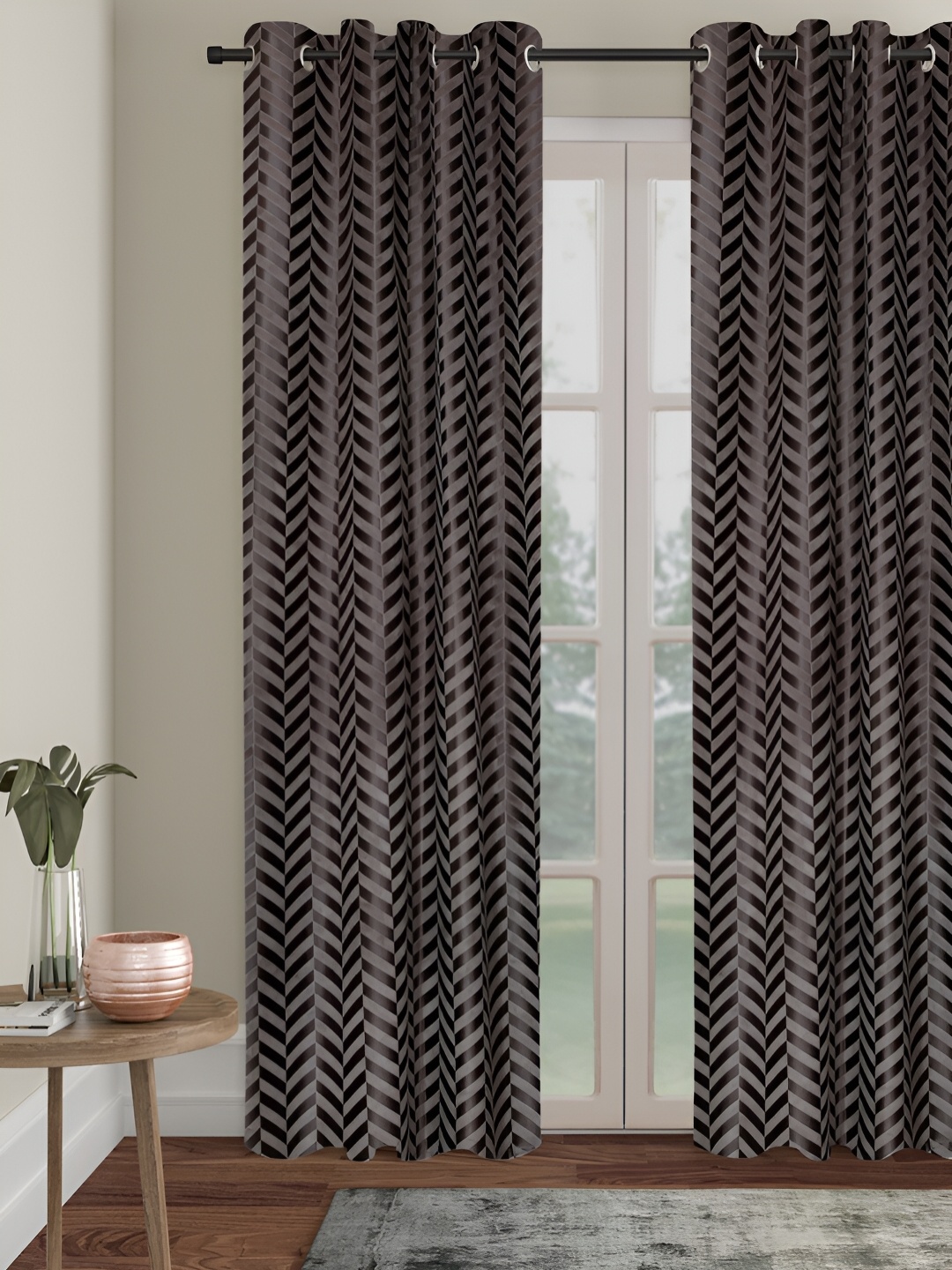 

SOKNACK Grey Abstract Black Out Door Curtain