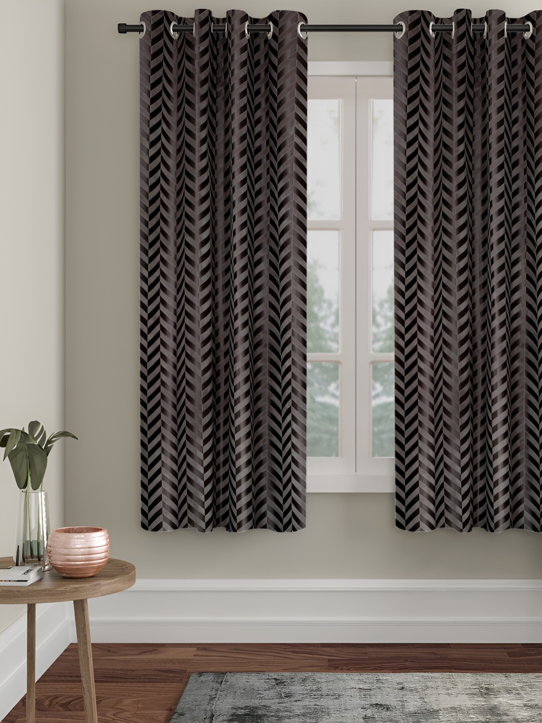 

SOKNACK Grey Abstract Black Out Window Curtain