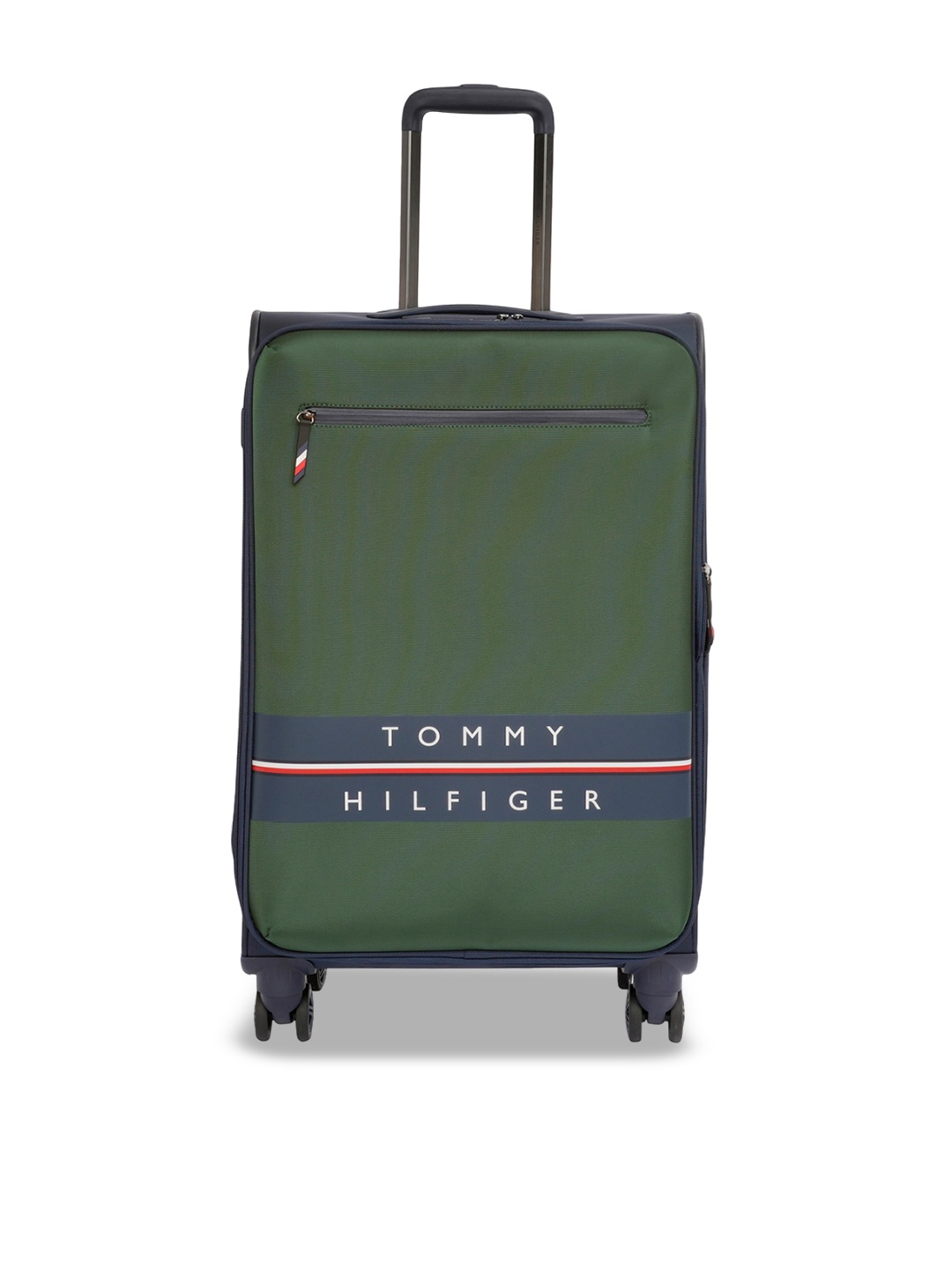 

Tommy Hilfiger Unisex Textured 360-Degree Rotation Soft Sided Trolley Bag, Green