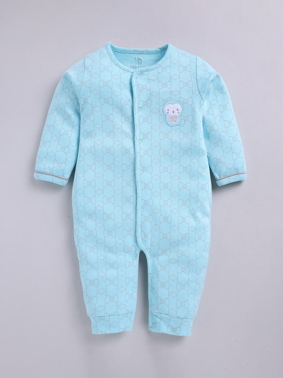 

BABY GO Infant Girls Printed Cotton Romper, Turquoise blue