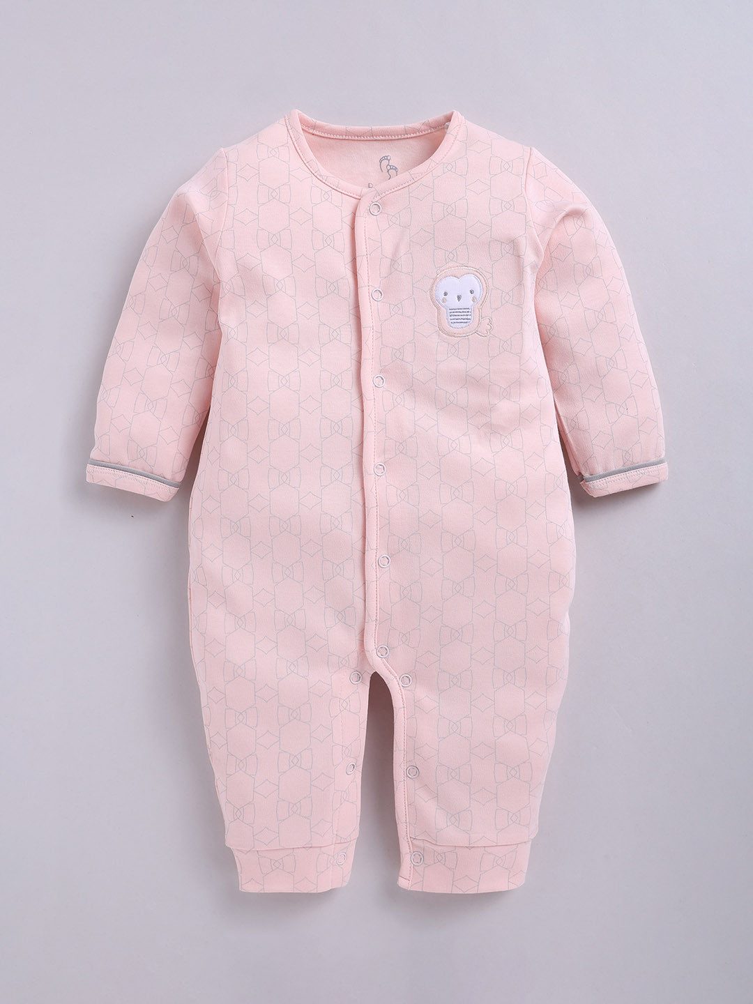 

BABY GO Infant Girls Printed Cotton Romper, Peach