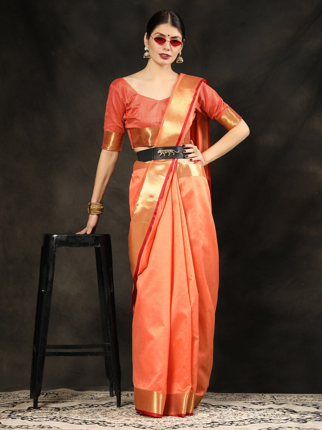 

Siya Fashion Zari Banarasi Saree, Orange