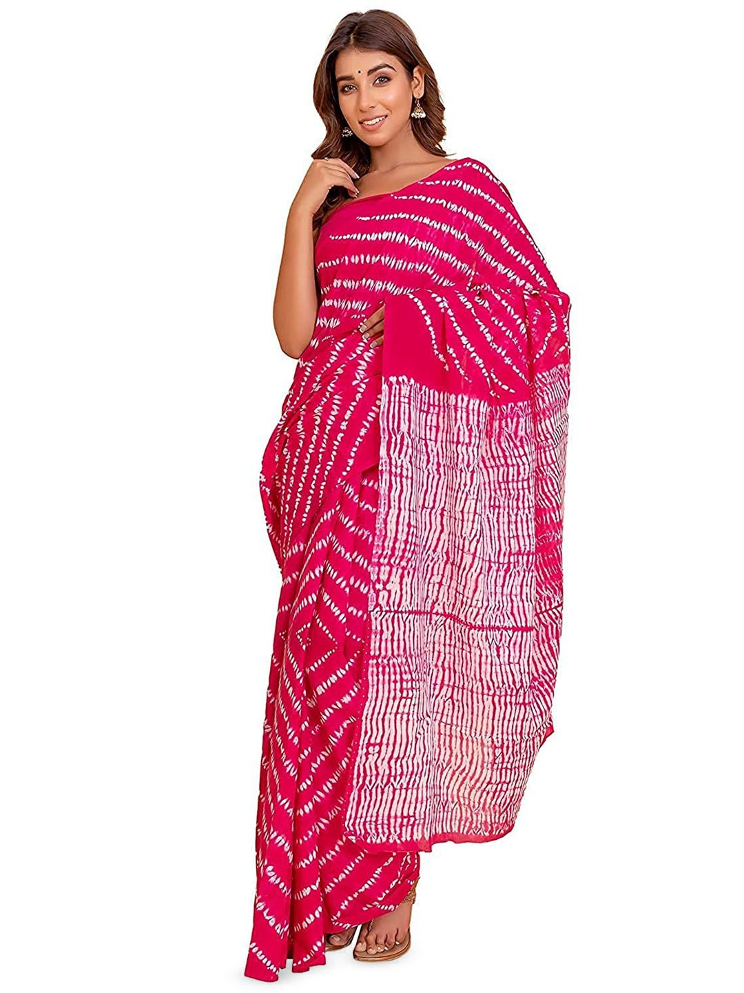 

Pinkcity Trade World Floral Pure Cotton Bagru Saree, Pink