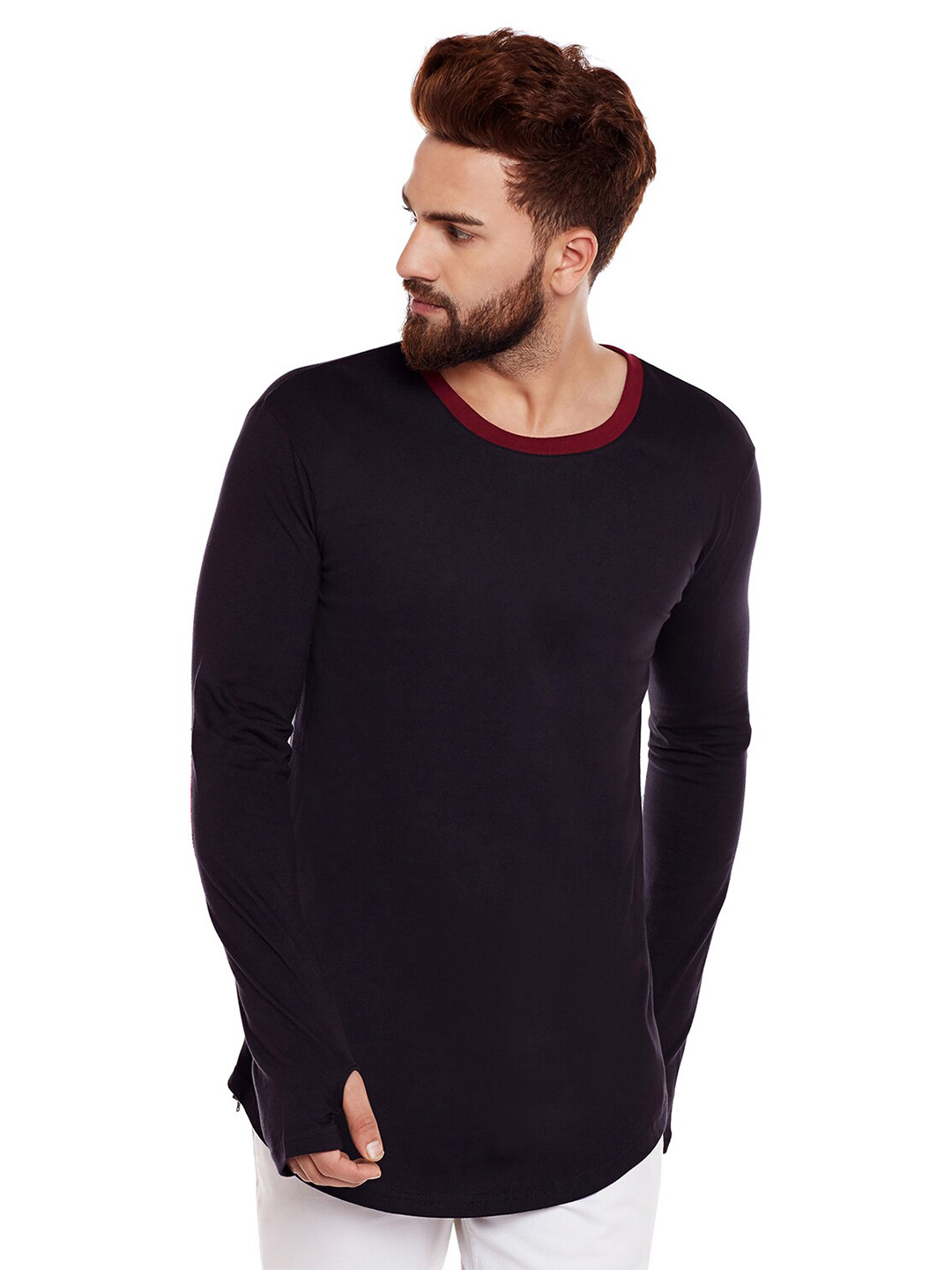 

Hypernation Round Neck Cotton Slim Fit T-shirt, Black