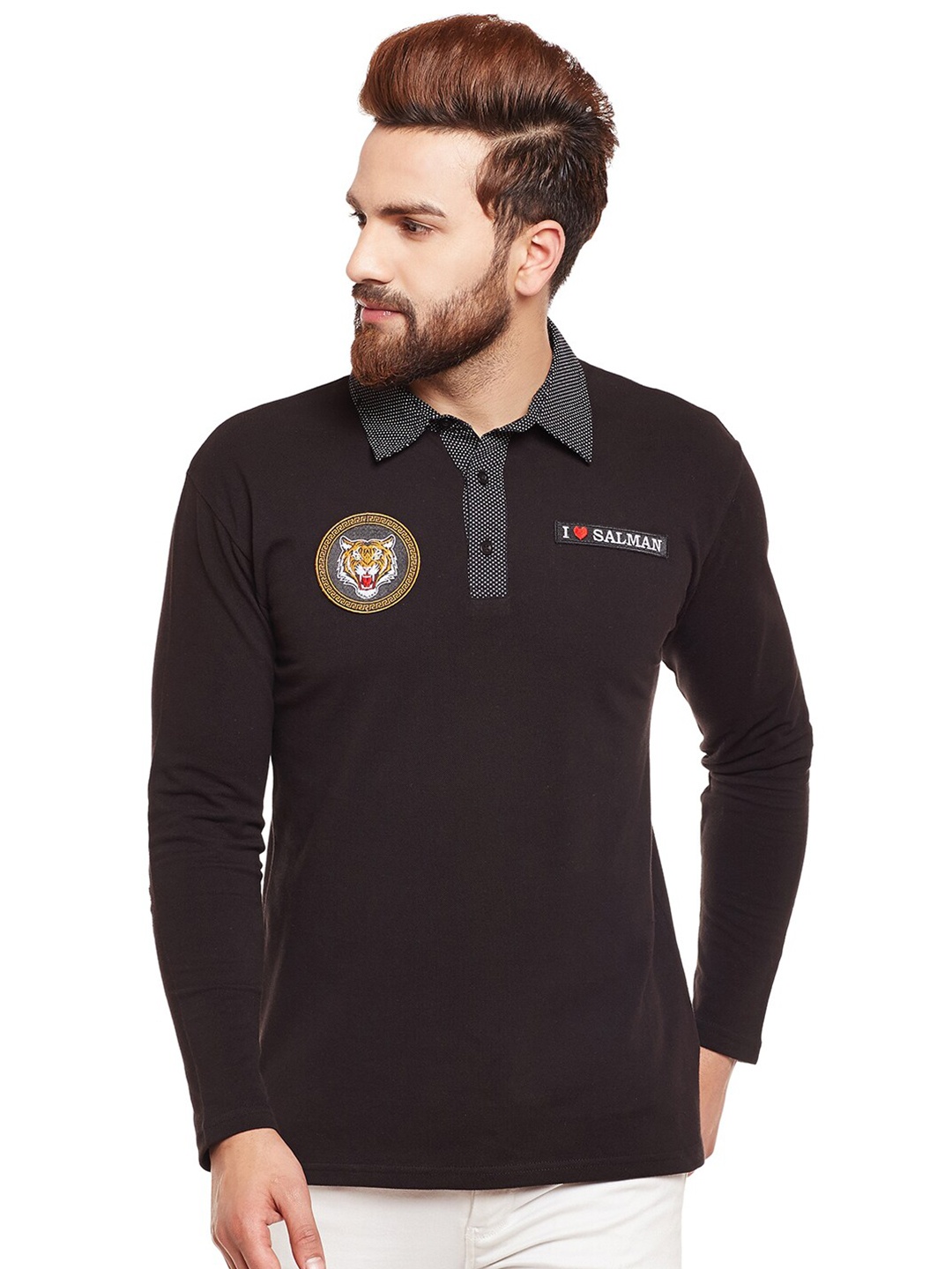 

Hypernation Polo Collar Cotton Slim Fit T-shirt, Black