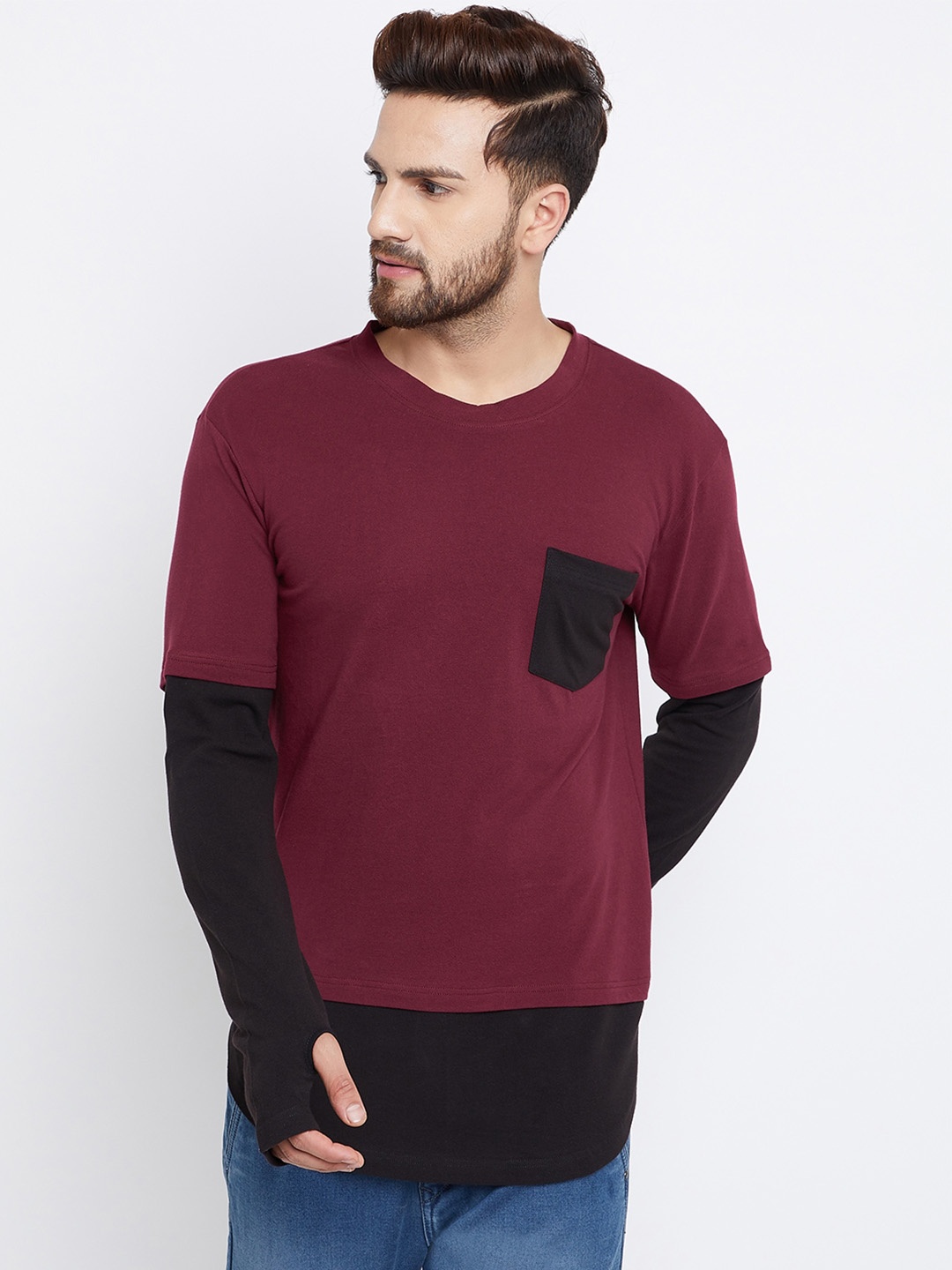 

Hypernation Round Neck Cotton Slim Fit T-shirt, Maroon