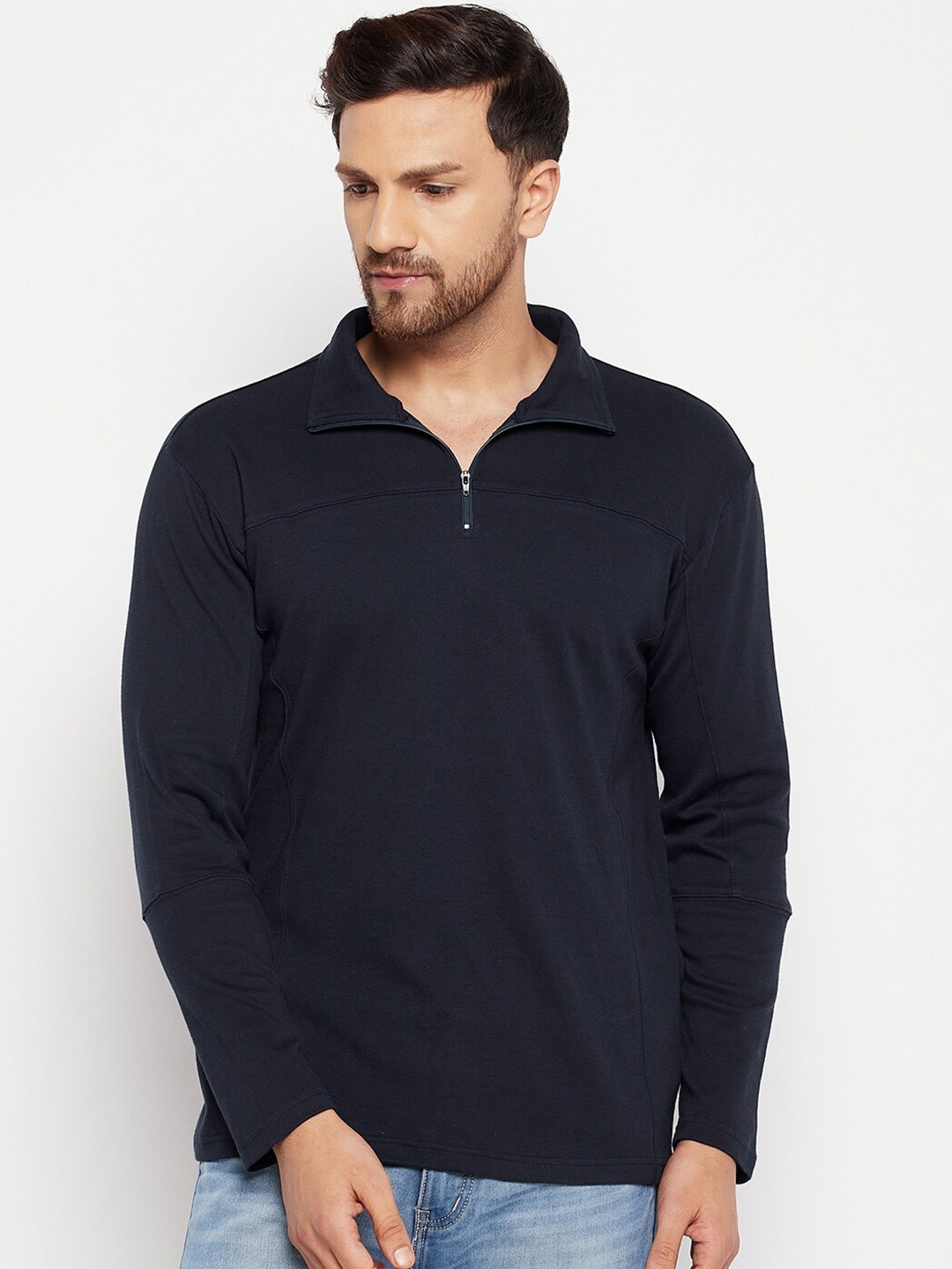 

Hypernation Polo Collar Cotton Slim Fit T-shirt, Navy blue