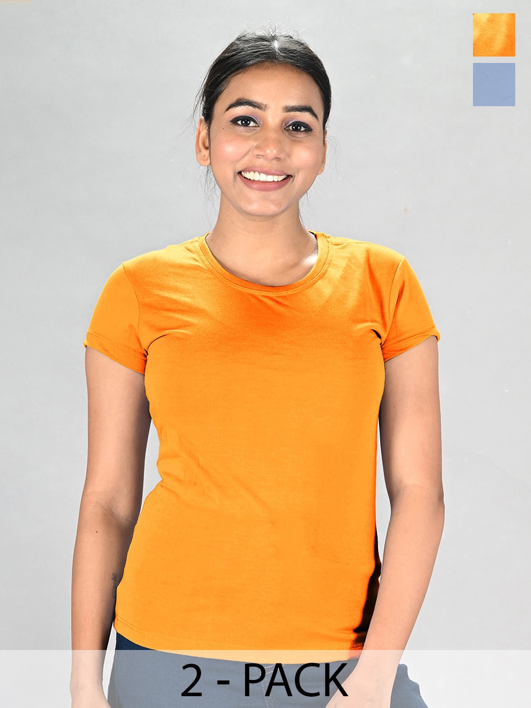 

LUX NITRO Pack of 2 Round Neck T-shirts, Orange