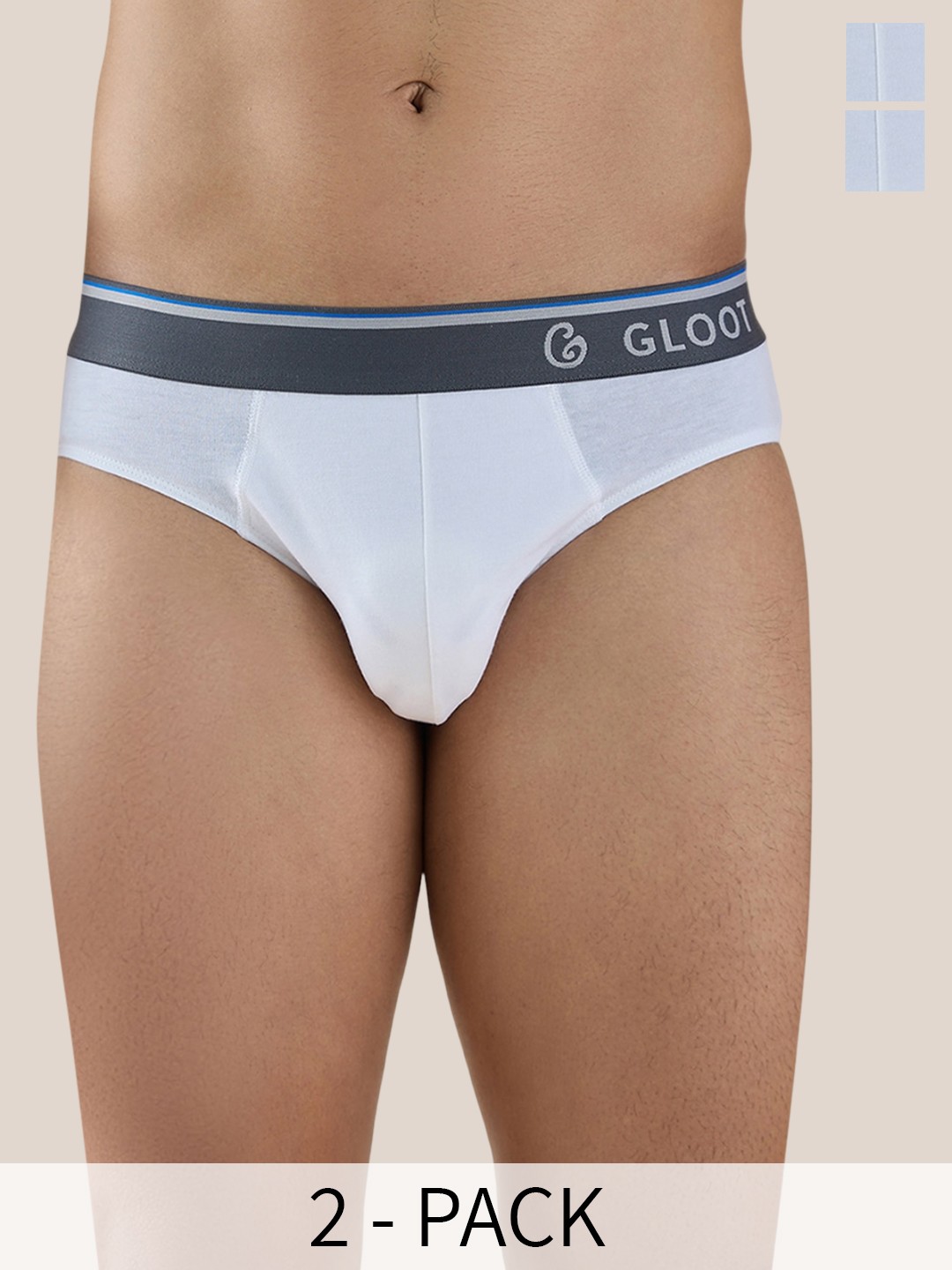 

Gloot Pack Of 2 Cotton Basic Briefs GLI018_White/White