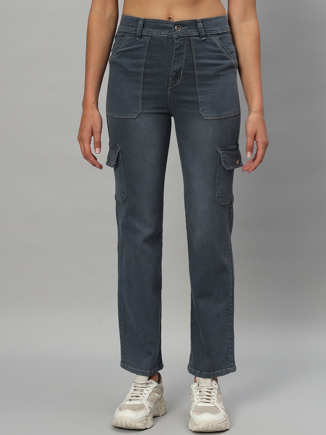 

Chemistry Women Classic Wide Leg High-Rise Cargo Denim, Grey