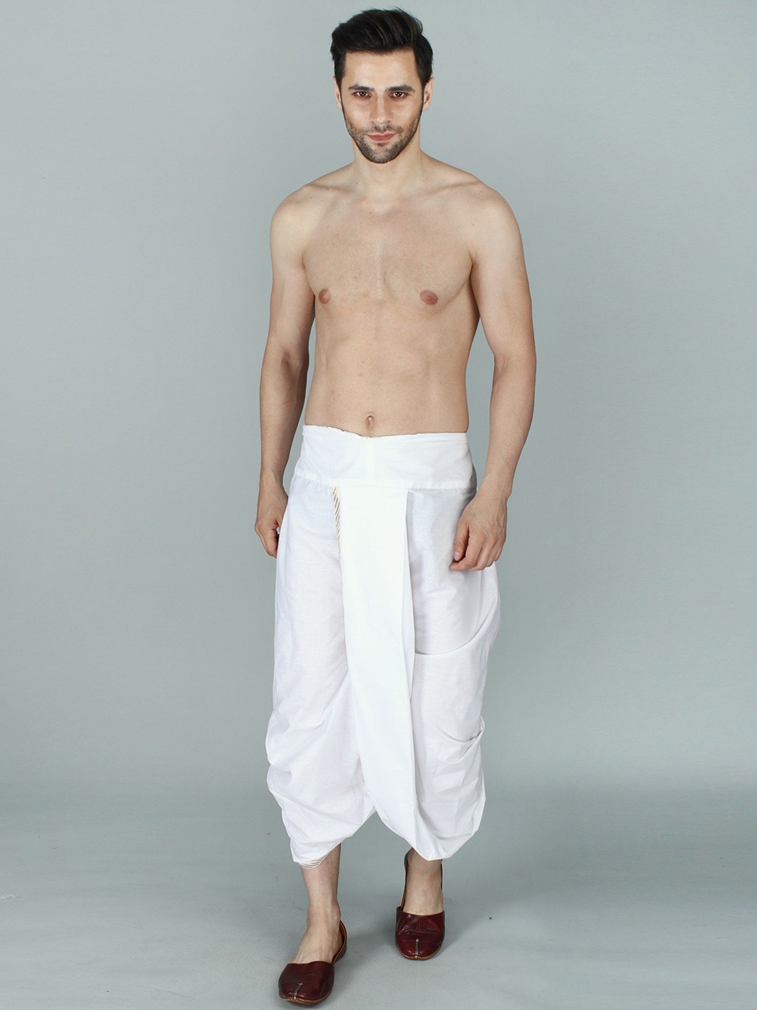 

Exotic India Pure Cotton Ready To Wear Dhoti, White