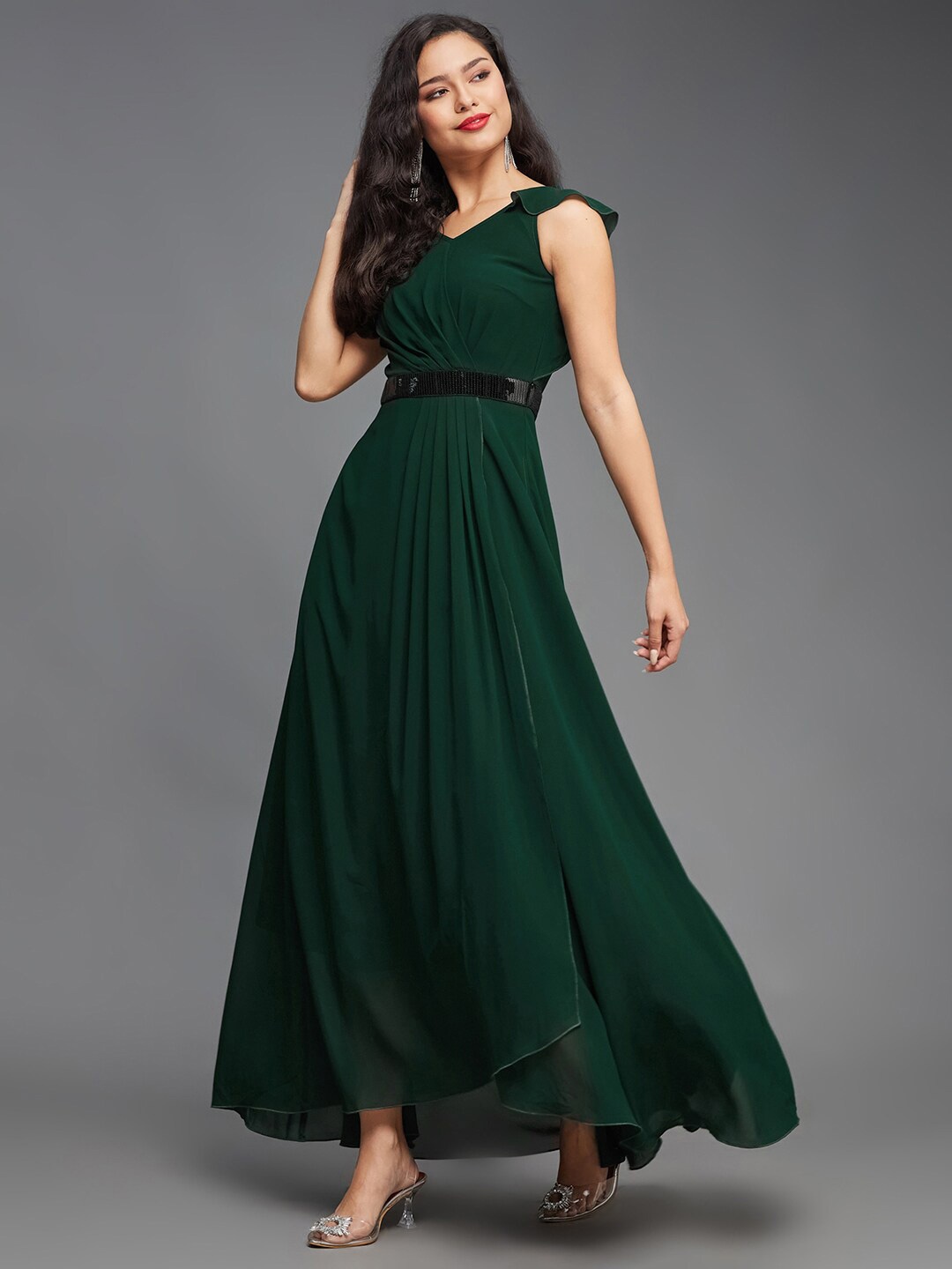 

Miss Chase V-Neck Maxi Dress, Green