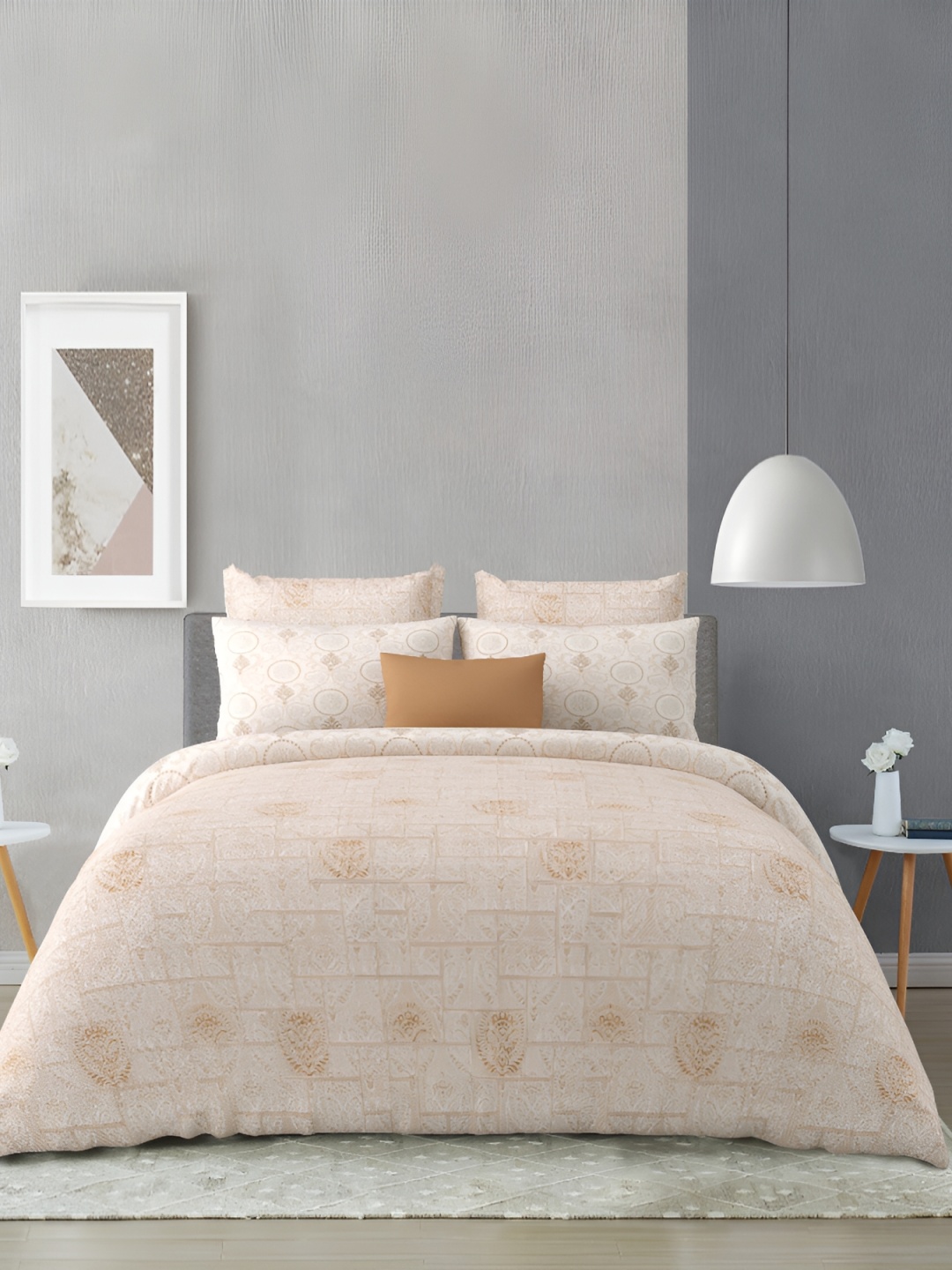 

Salona Bichona Cream-Coloured Ethnic Motifs 180 TC King Bedsheet with 4 Pillow Covers