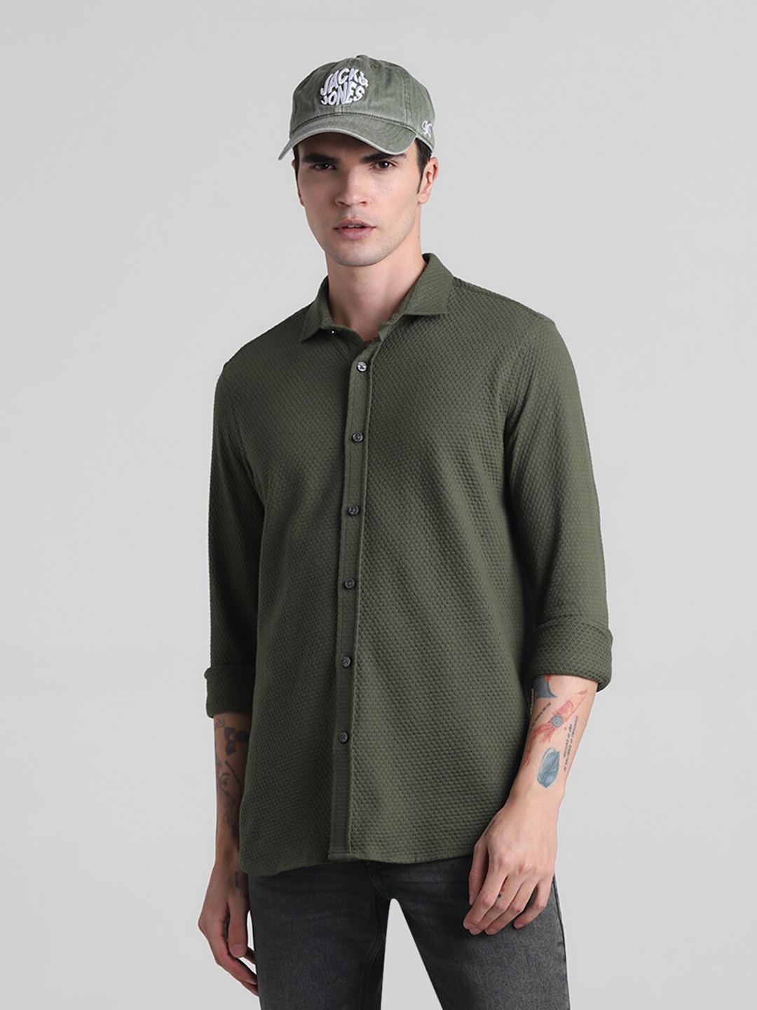 

Jack & Jones Slim Fit Spread Collar Casual Shirt, Green