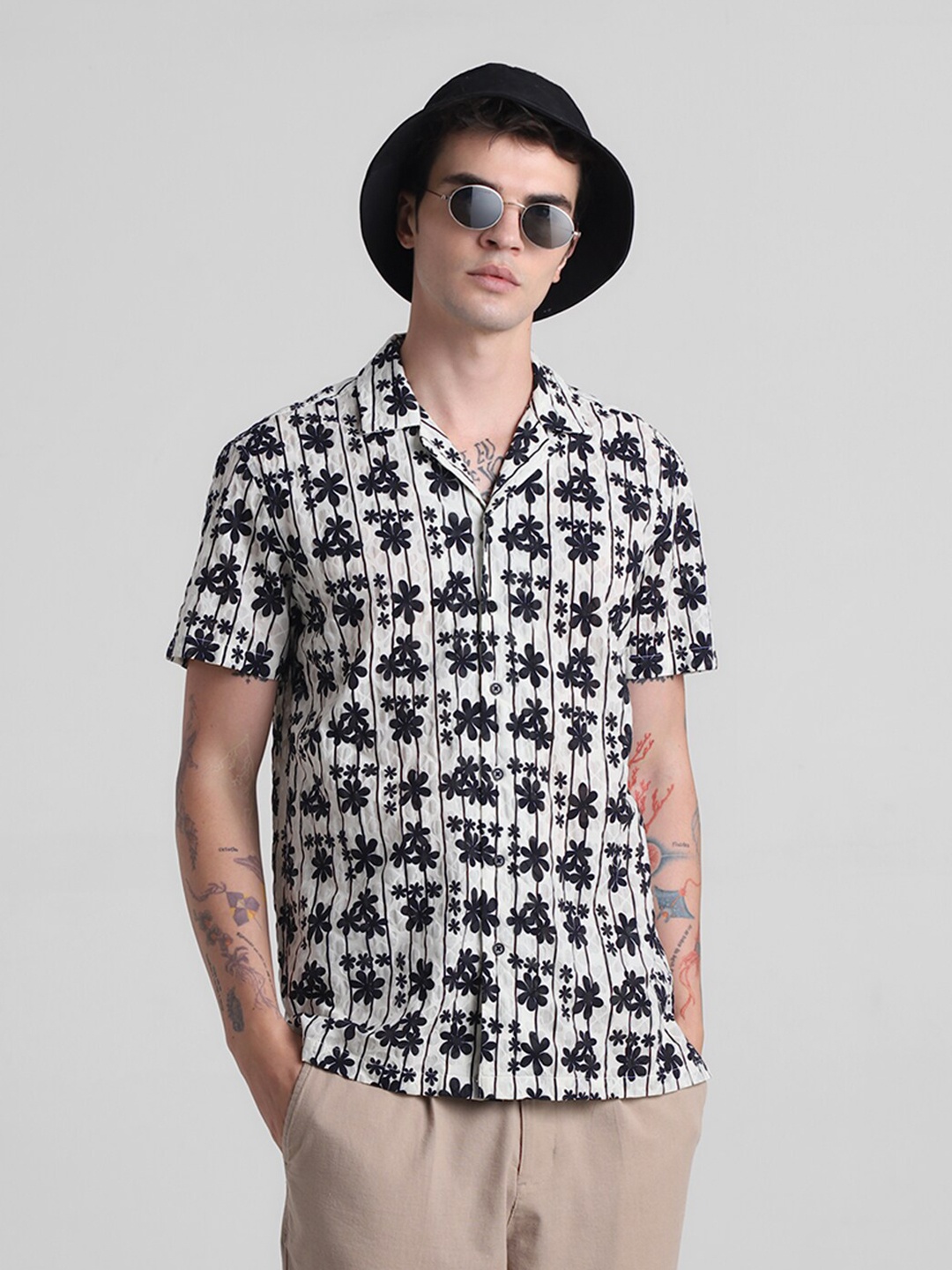

Jack & Jones Floral Printed Cuban Collar Casual Shirt, Black