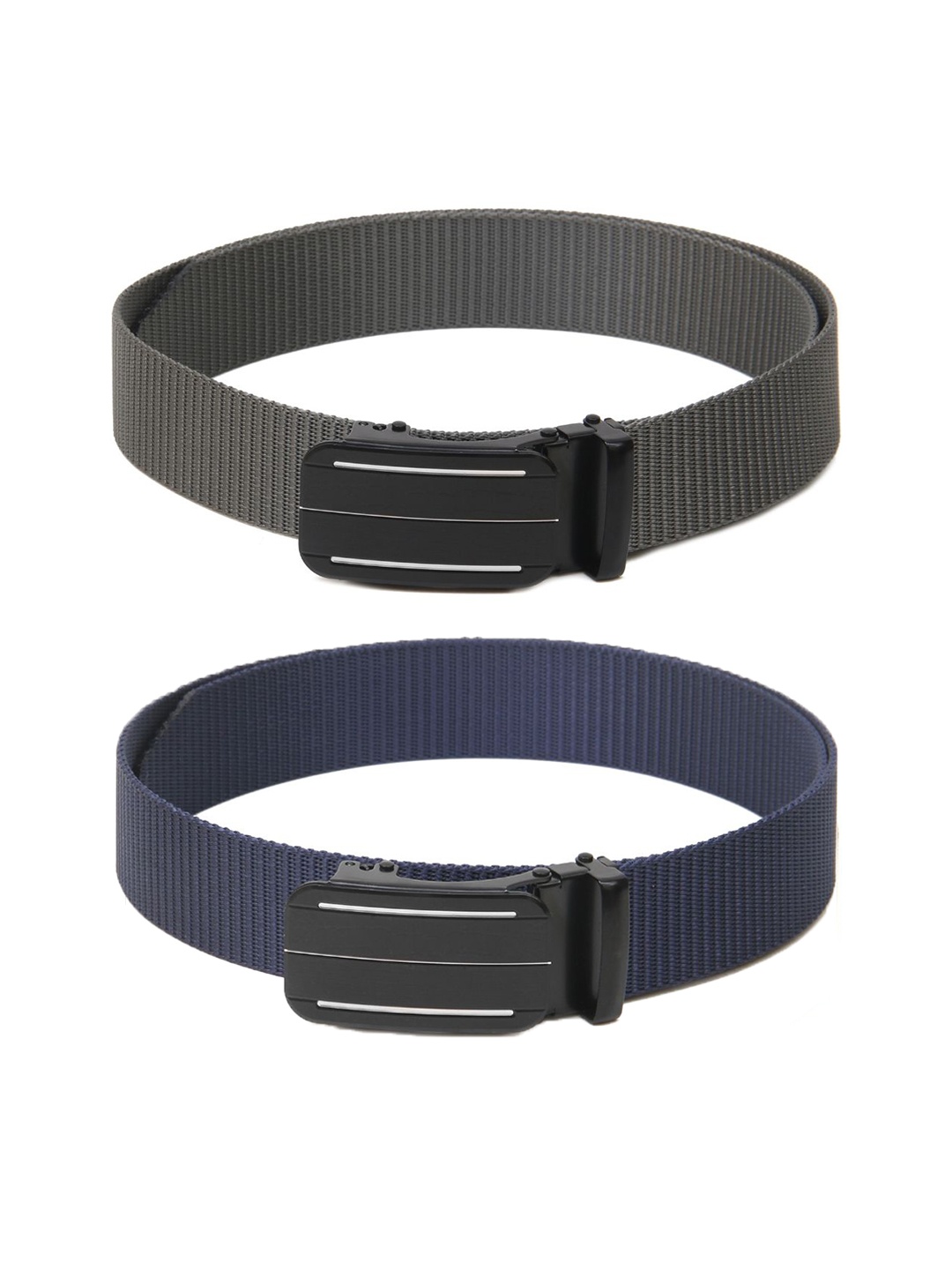 

Calvadoss Women Set Of 2 Textured Belts, Grey
