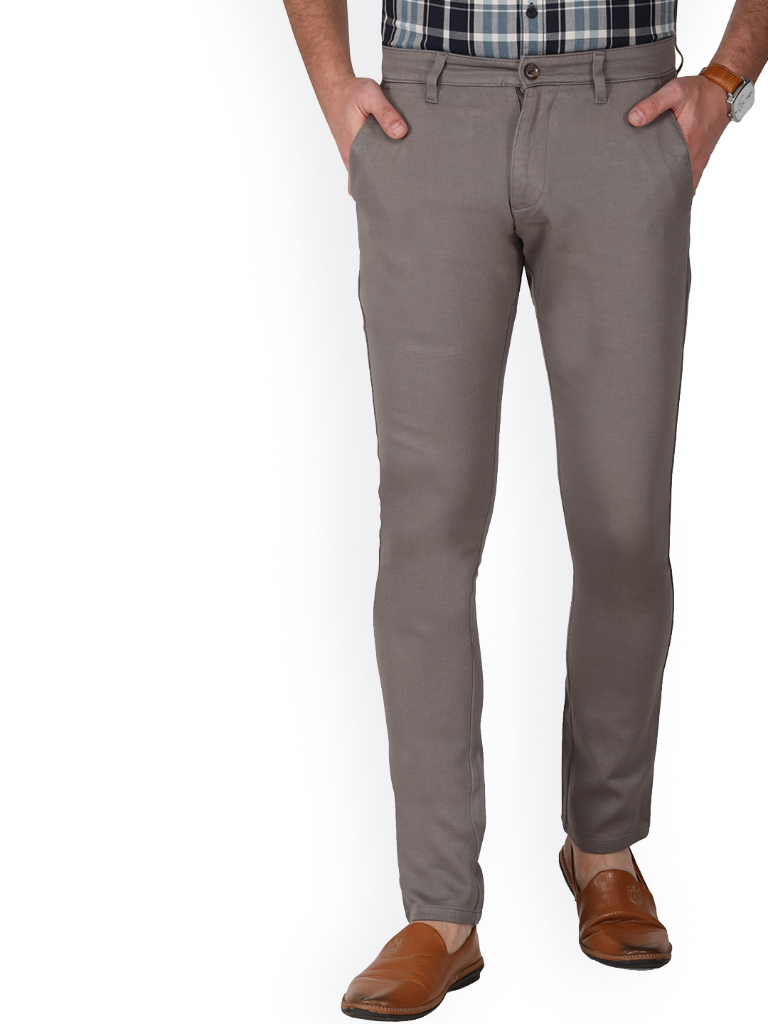 

Monterrey SF Men Relaxed Slim Fit Easy Wash Cotton Chinos Trousers, Grey