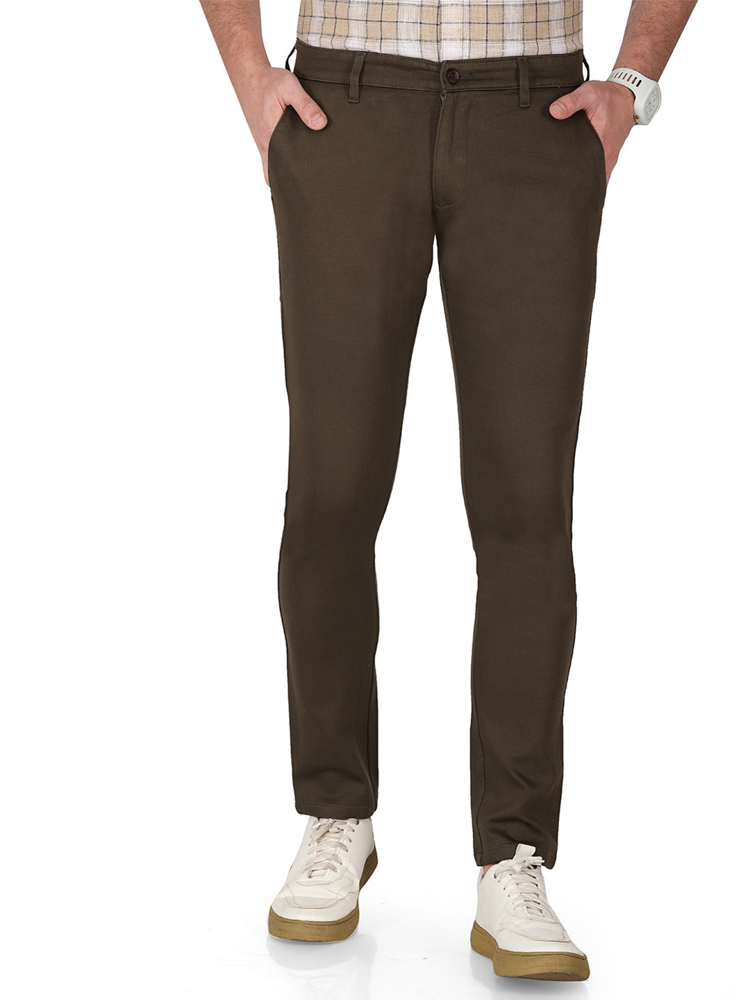 

Monterrey SF Men Relaxed Slim Fit Easy Wash Cotton Chinos Trousers, Green
