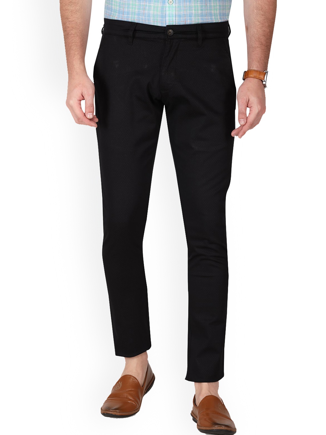 

Monterrey SF Men Relaxed Slim Fit Easy Wash Cotton Chinos Trousers, Black