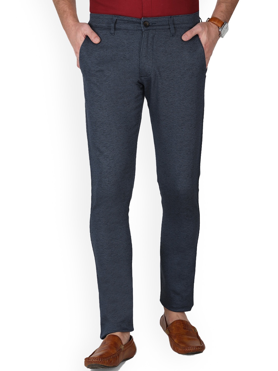 

Monterrey SF Men Relaxed Slim Fit Easy Wash Cotton Chinos, Navy blue