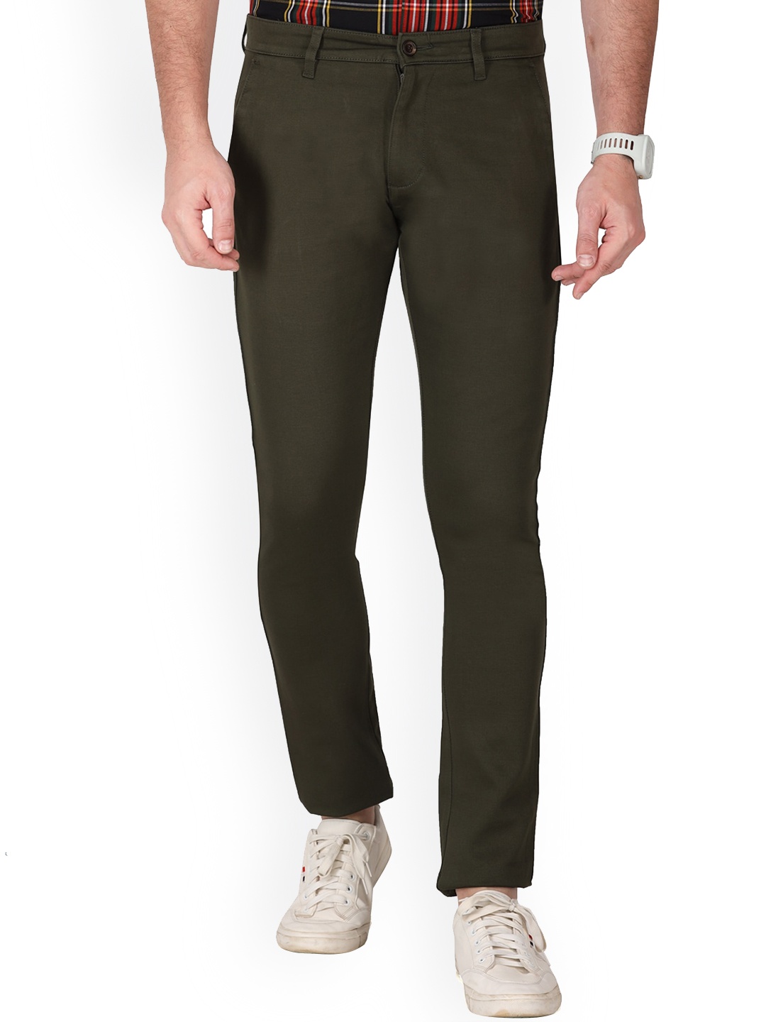

Monterrey SF Men Relaxed Slim Fit Easy Wash CottonTrousers, Olive