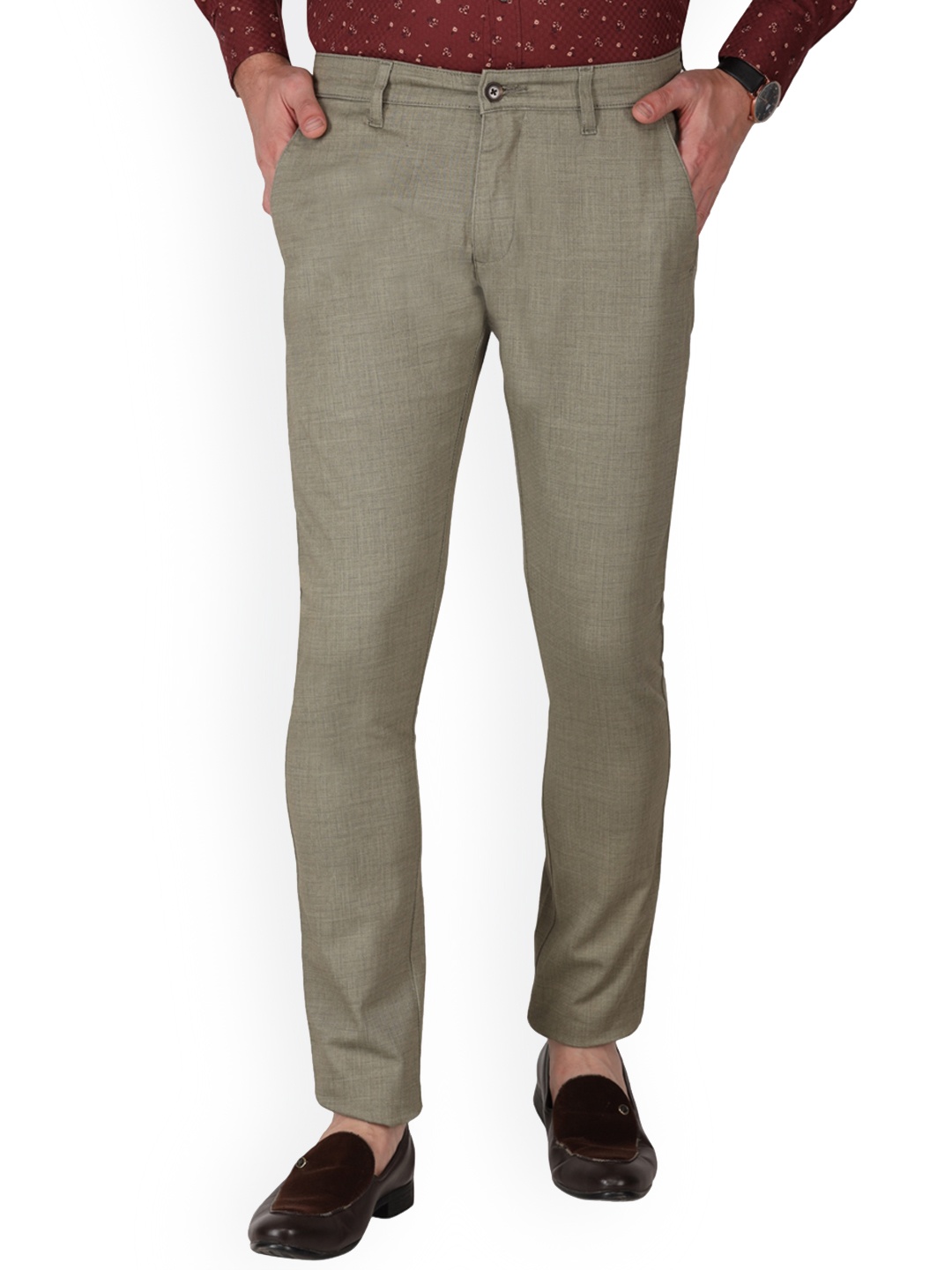 

Monterrey SF Men Relaxed Slim Fit Easy Wash Cotton Chinos Trousers, Olive