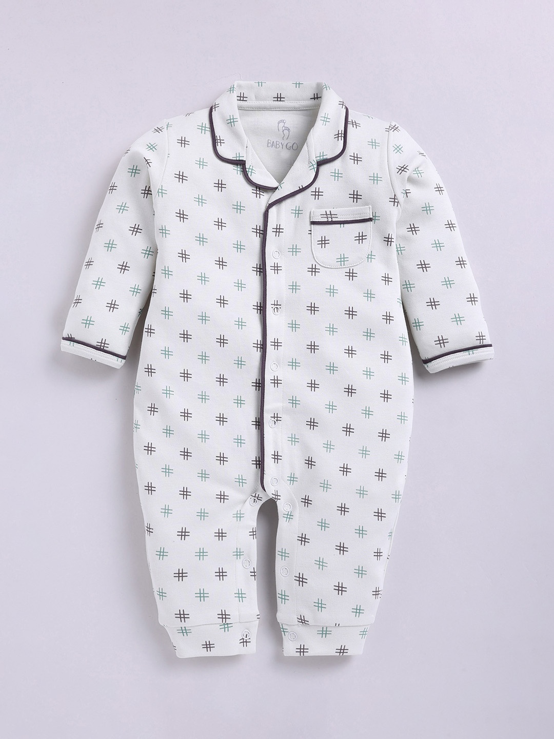 

BABY GO Infant Boys Printed Cotton Romper, Green