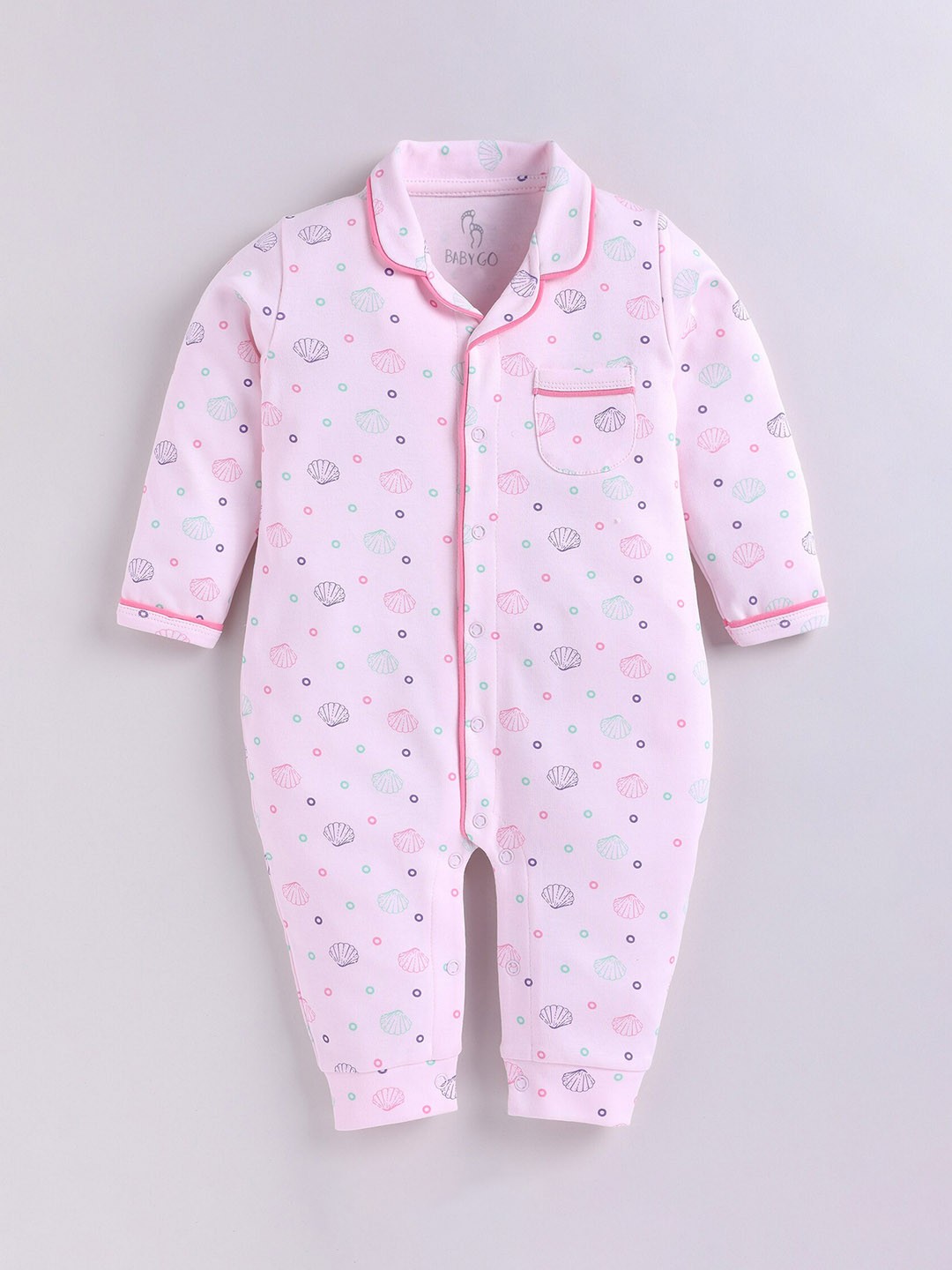 

BABY GO Infant Boys Printed Pure Cotton Rompers, Pink