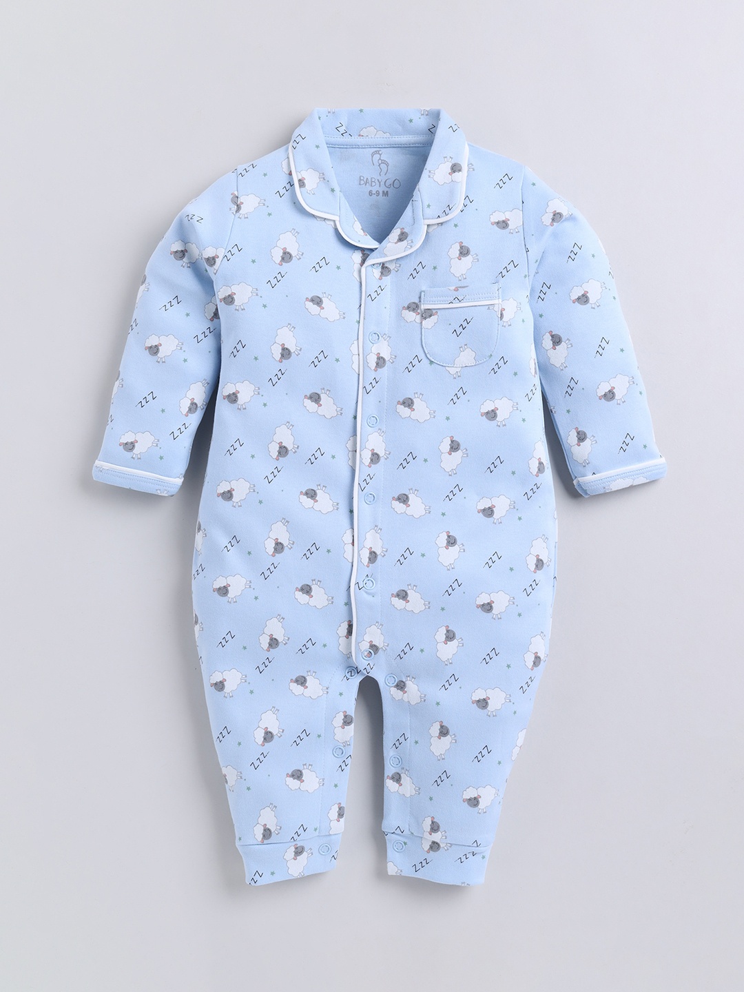 

BABY GO Infant Boys Printed Pure Cotton Rompers, Blue