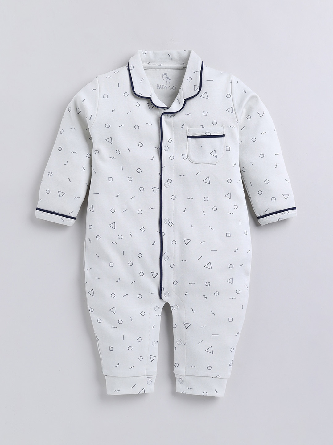 

BABY GO Infant Boys Printed Pure Cotton Rompers, Grey