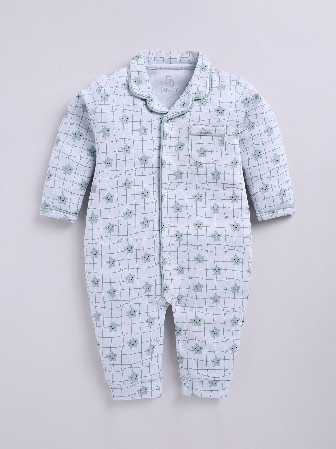 

BABY GO Infant Boys Printed Pure Cotton Rompers, Green