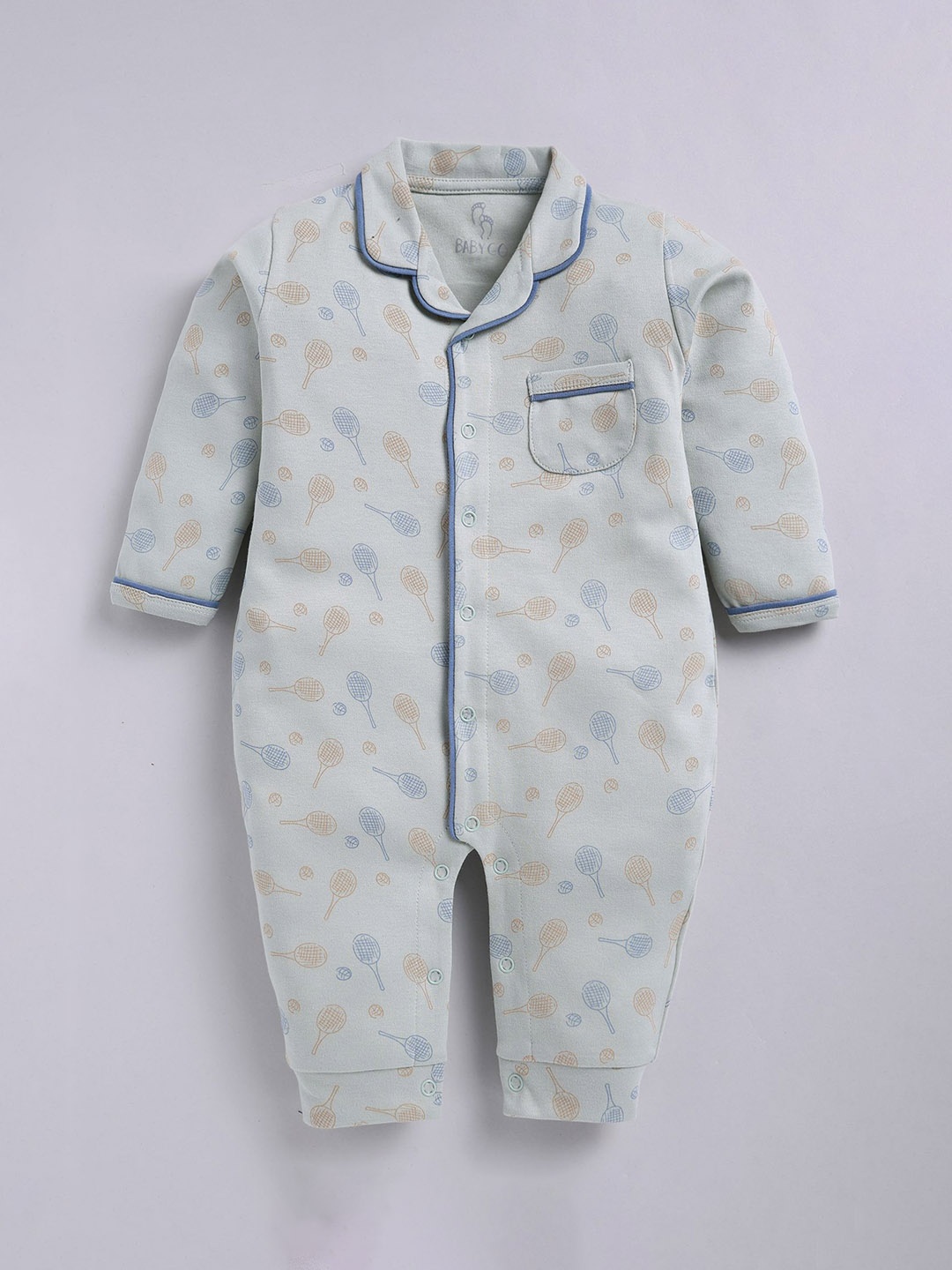 

BABY GO Infant Boys Printed Pure Cotton Rompers, Green