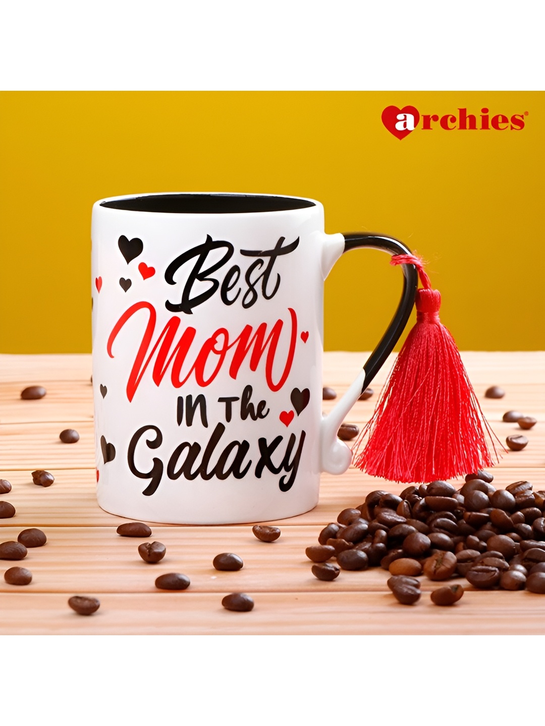 

Archies White & Red Printed Ceramic Glossy Mugs 350 ml