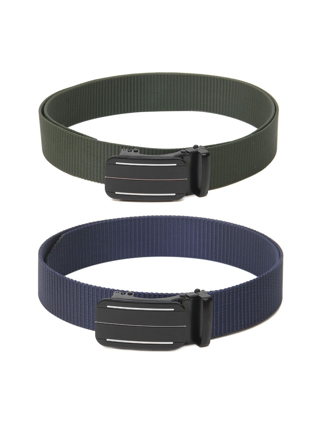 

Calvadoss Men Set Of 2 Textured Belts, Green