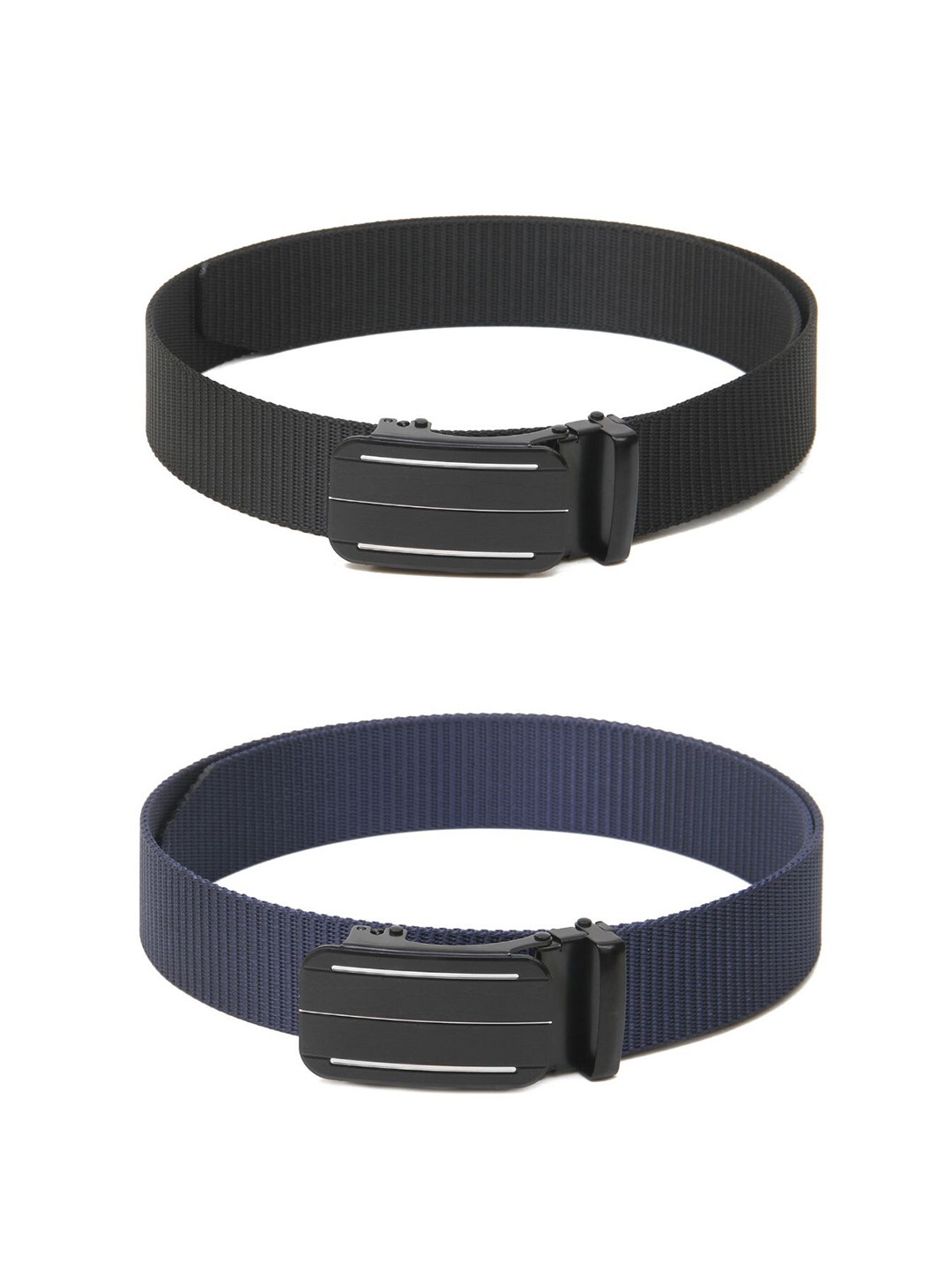 

Calvadoss Men Set of 2 Textured Belts, Black