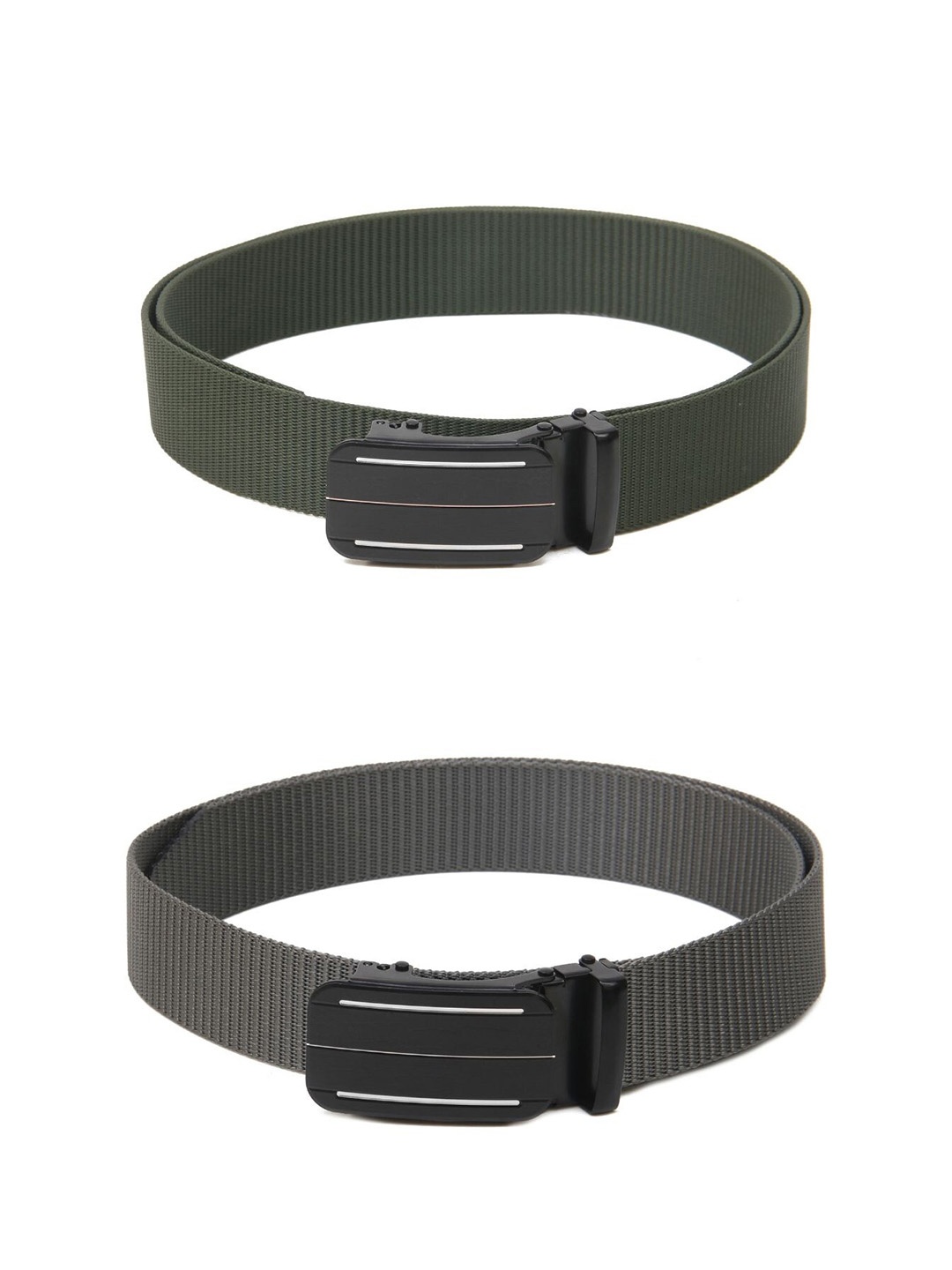 

Calvadoss Men Set Of 2 Textured Belts, Green