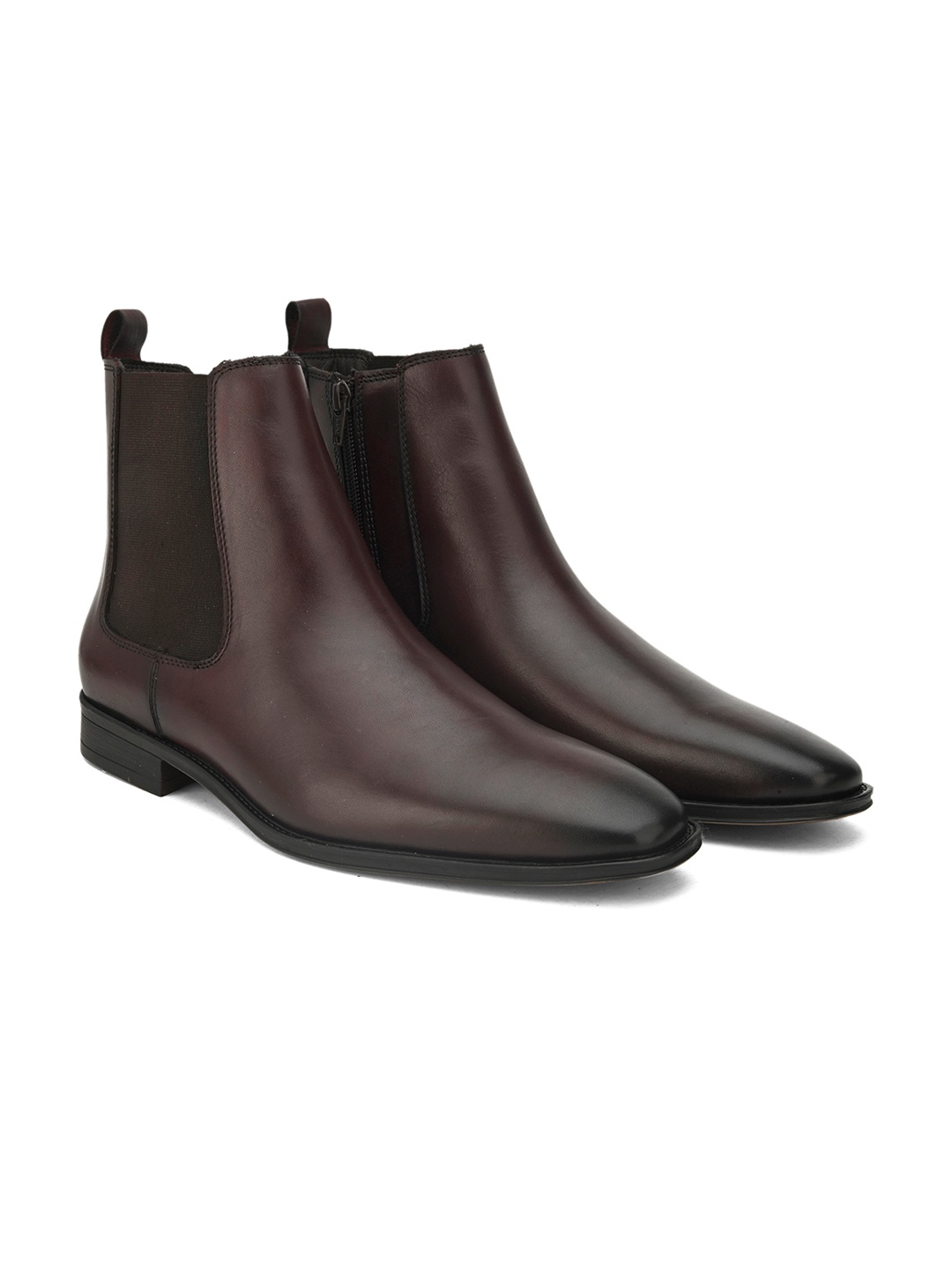 

Alberto Torresi Men Leather High-Top Chelsea Boots, Burgundy