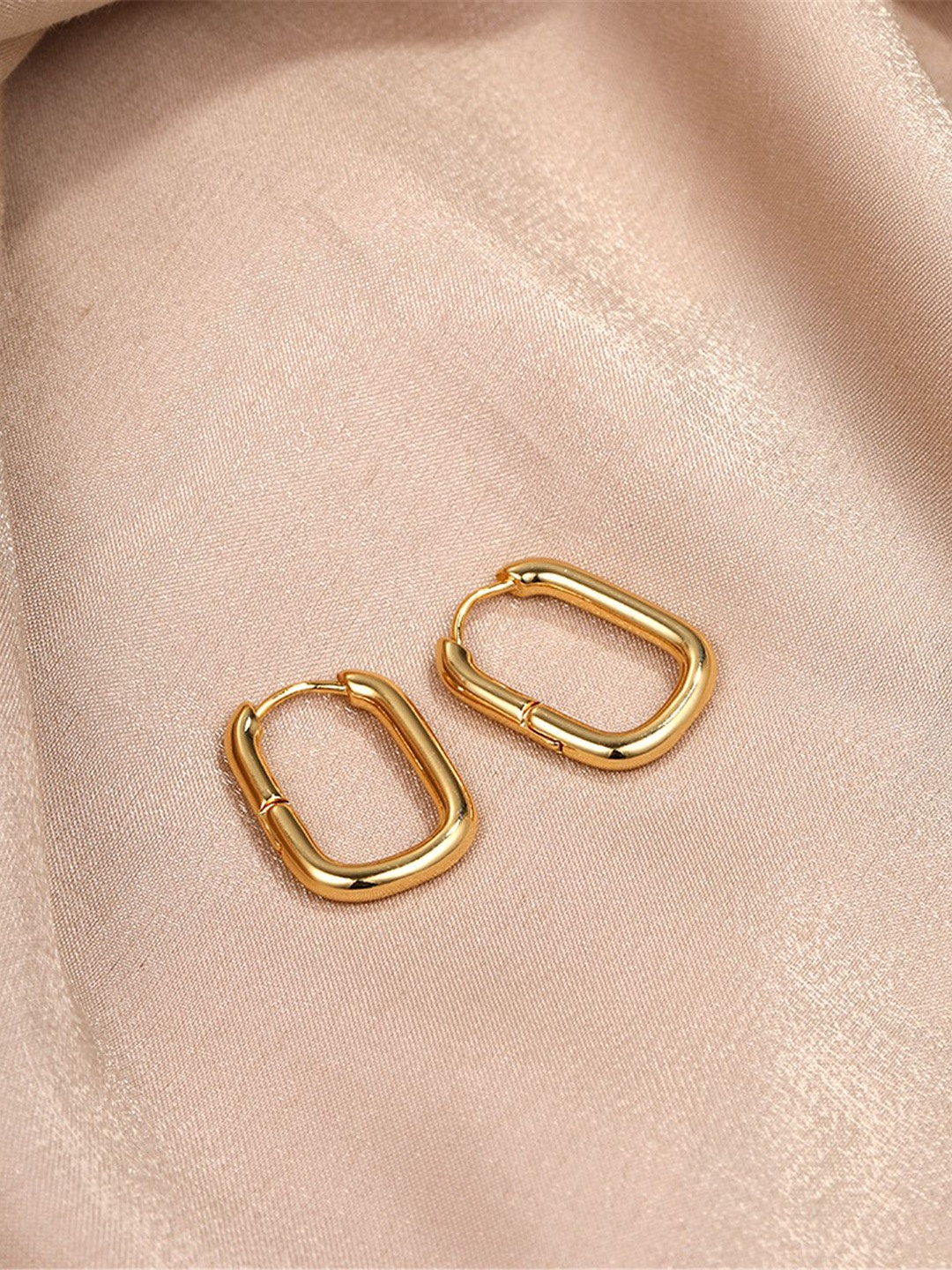 

Shining Diva Fashion Gold-Plated Square Hoop Earrings