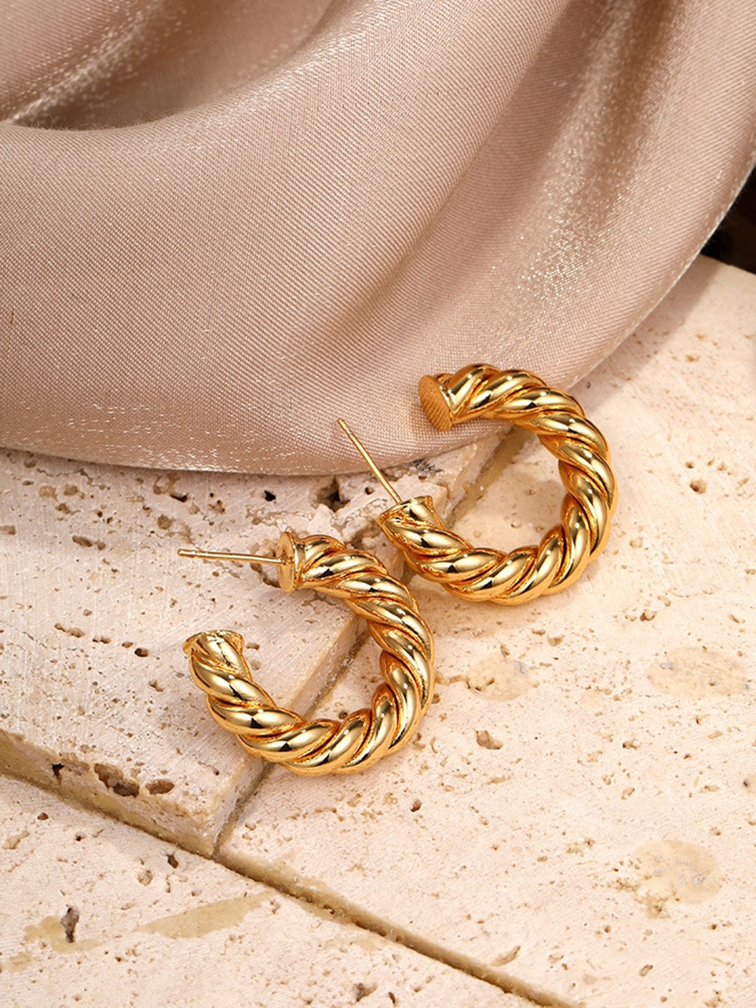 

Shining Diva Fashion Gold-Plated Contemporary Hoop Earrings