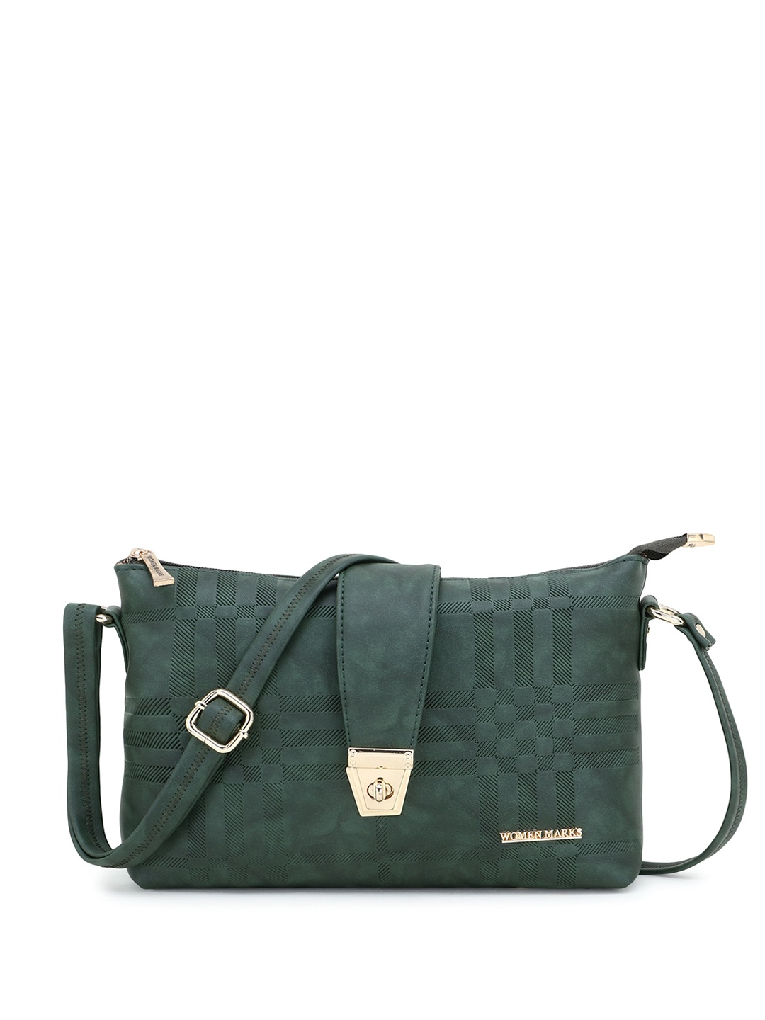 

WOMEN MARKS Textured Structured Sling Bag, Green