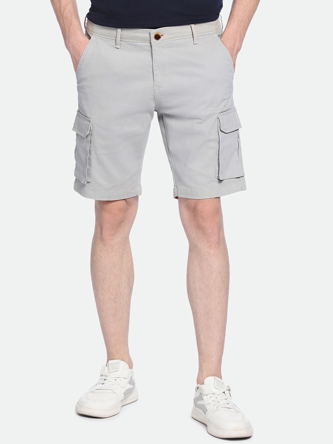 

Dennis Lingo Men Mid-Rise Stretchable Cargo Shorts, Grey