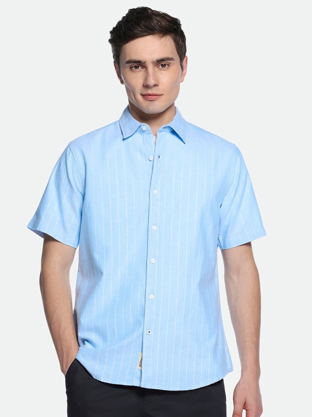 

Dennis Lingo Striped Pure Cotton Casual Shirt, Blue