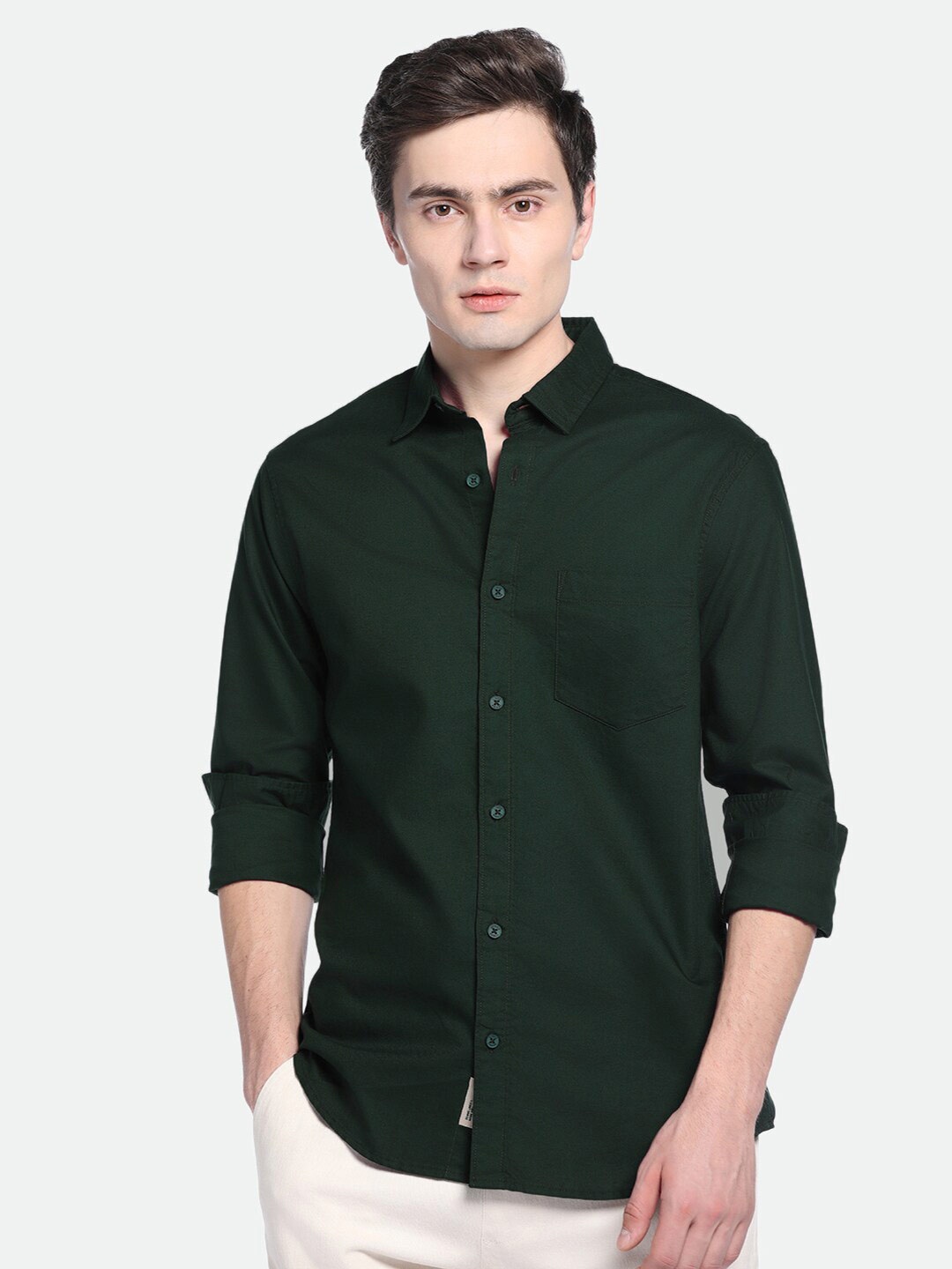 

Dennis Lingo Long Sleeves Pure Cotton Casual Shirt, Green