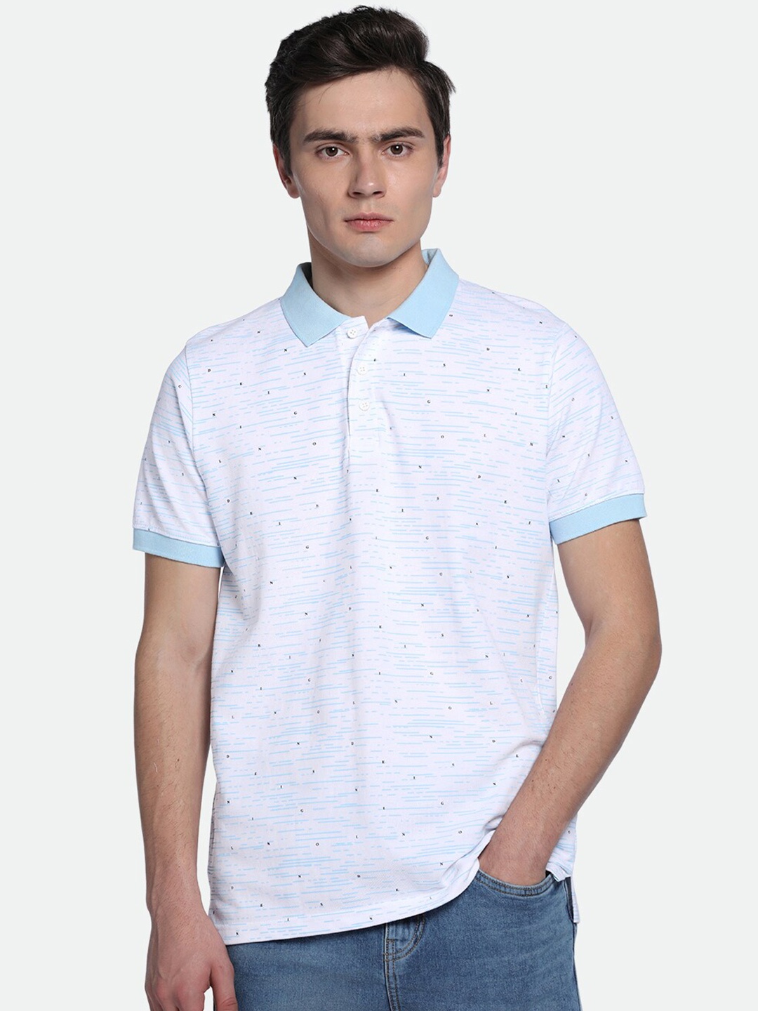 

Dennis Lingo Typography Printed Pure Cotton Polo Collar T-shirt, White