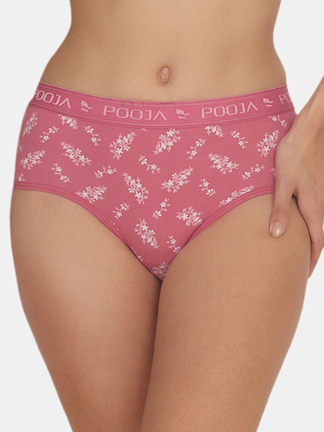 

POOJA RAGENEE Floral Printed Hipster Briefs, Pink