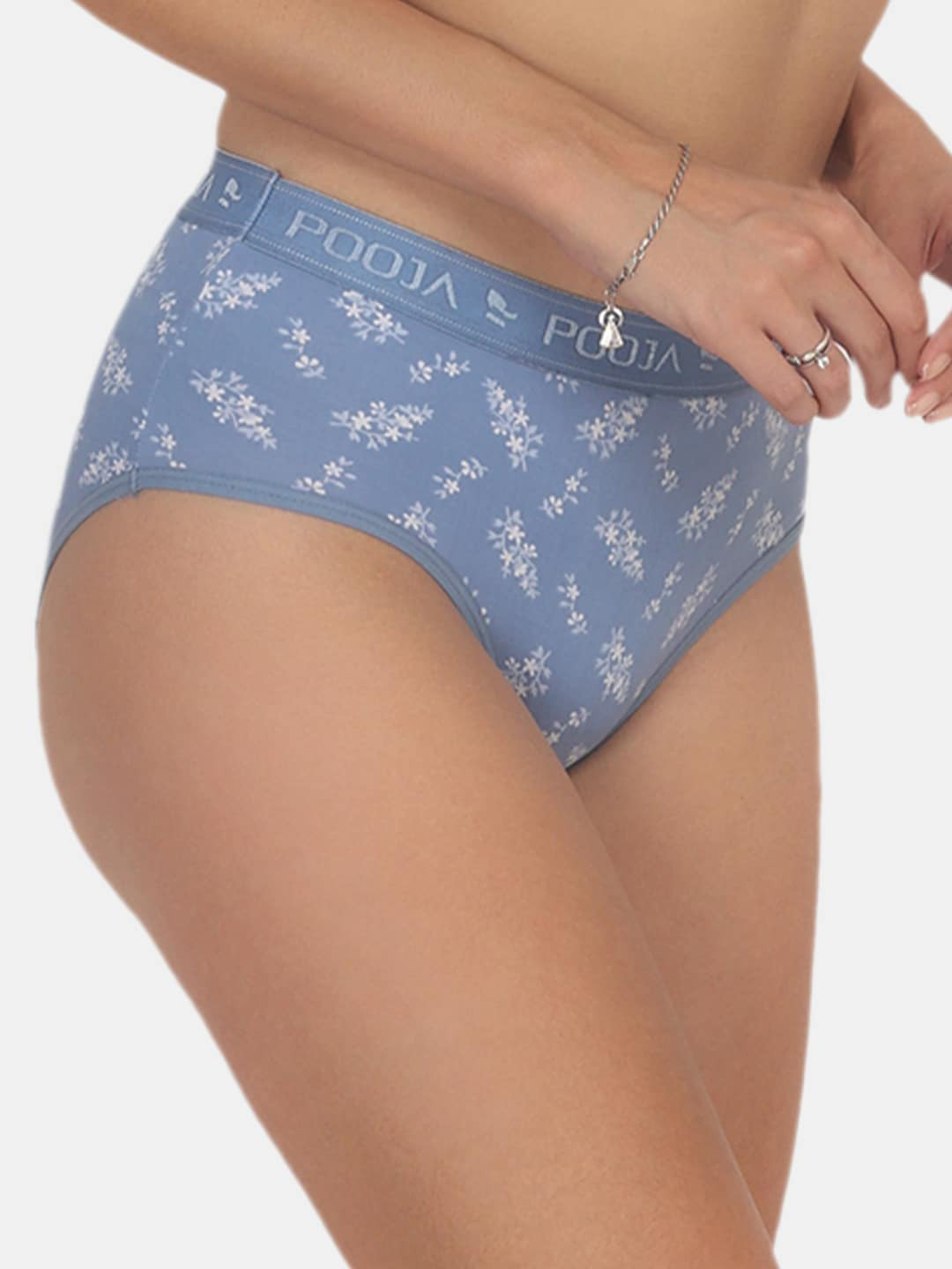 

POOJA RAGENEE Floral Printed Hipster Briefs, Blue