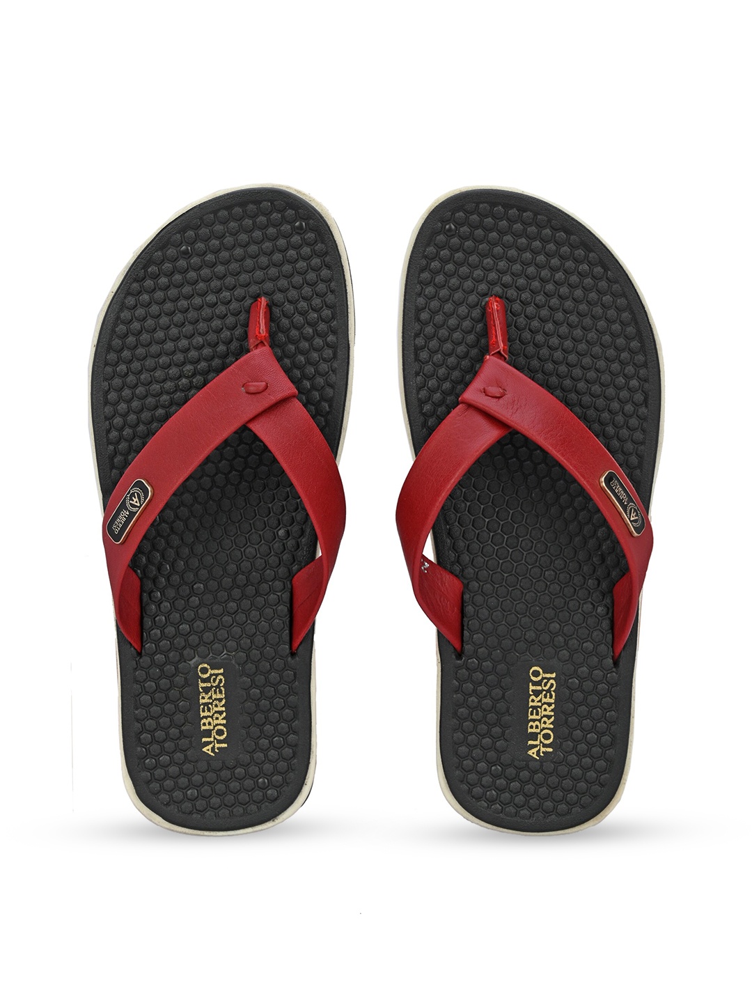 

Alberto Torresi Men Leather Thong Flip-Flops, Red