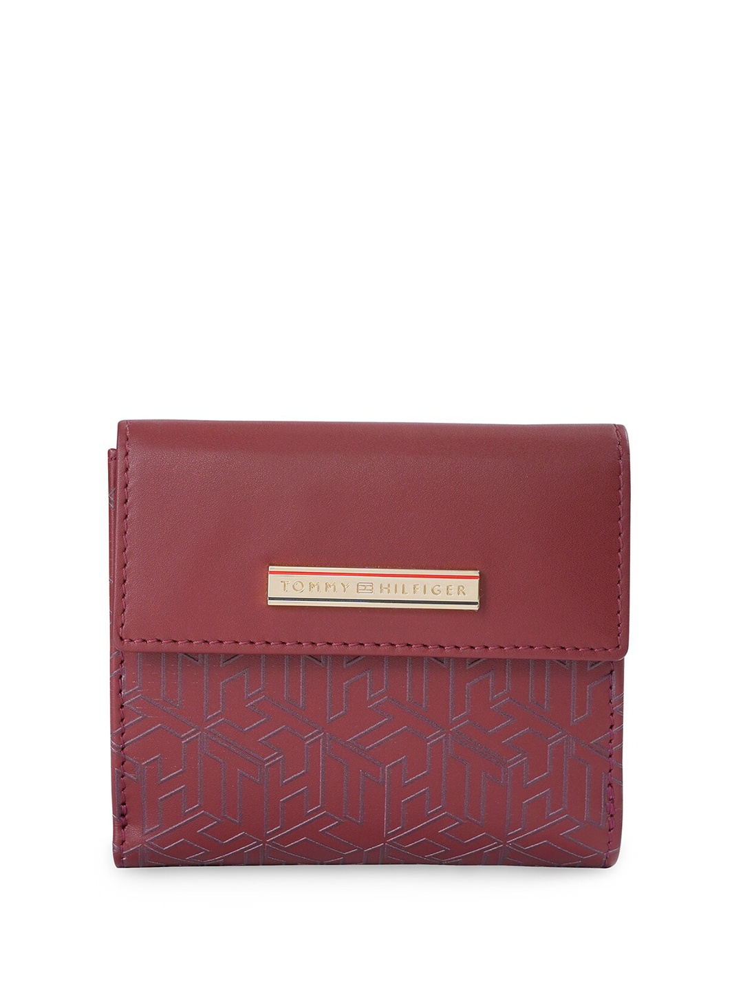 

Tommy Hilfiger Women Leather Three Fold Wallet, Burgundy